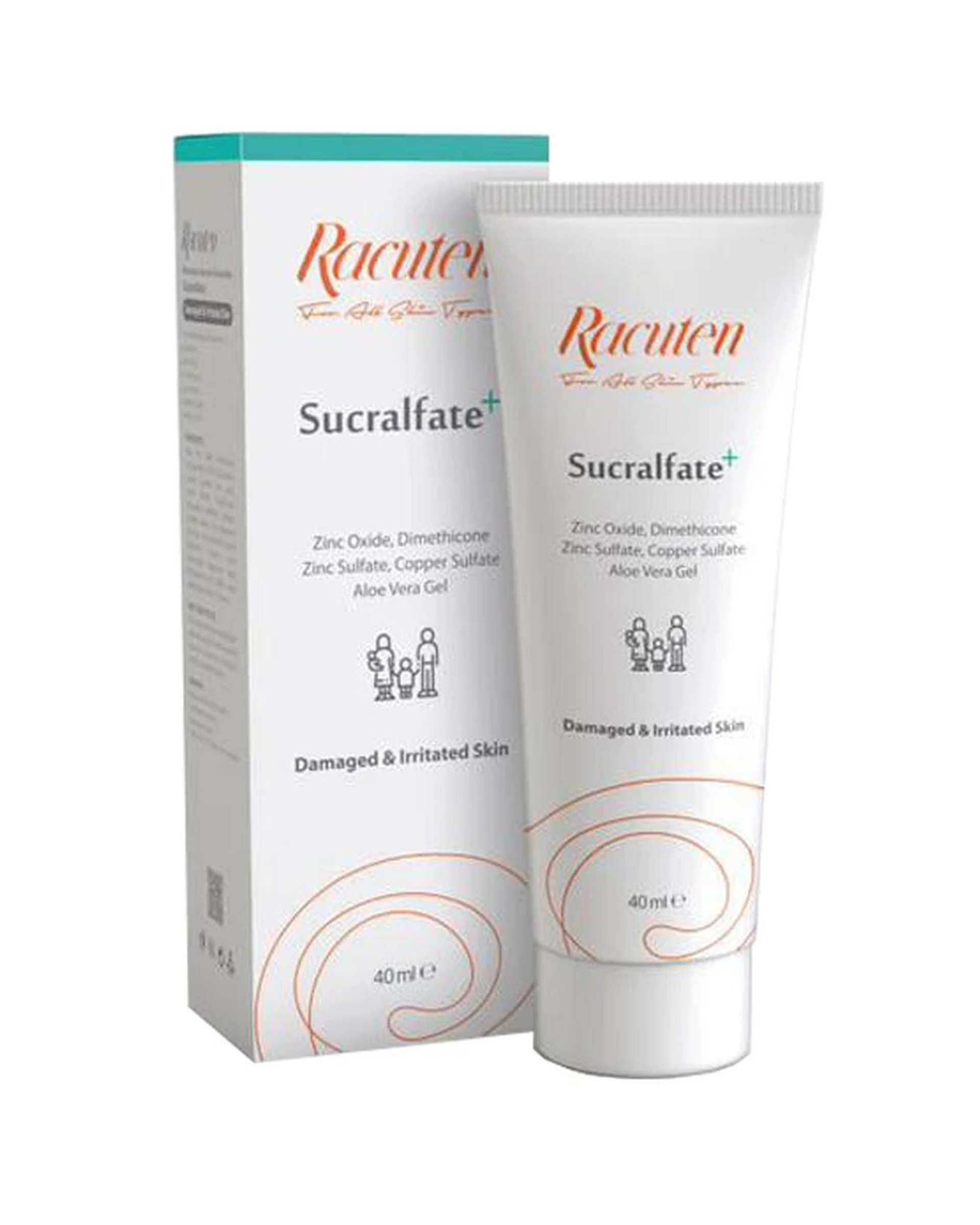 کرم ترمیم کننده پوست صورت و بدن راکوتن Racuten مدل Sucralfate مناسب پوست آسیب دیده 40ml