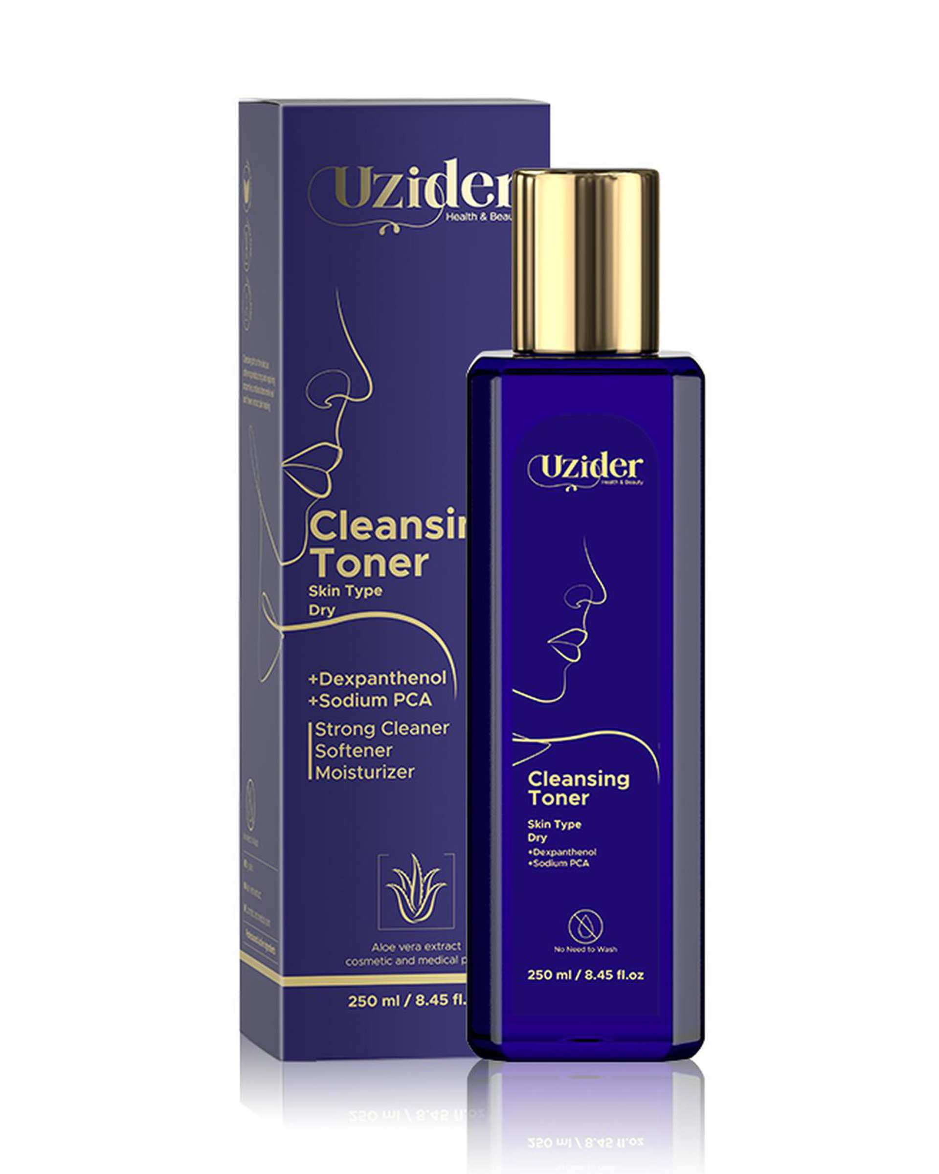تونر پوست های خشک یوزیدر Uzider حاوی کلاژن هیدرولیز شده و عصاره برگ و گل بابونه 250ml