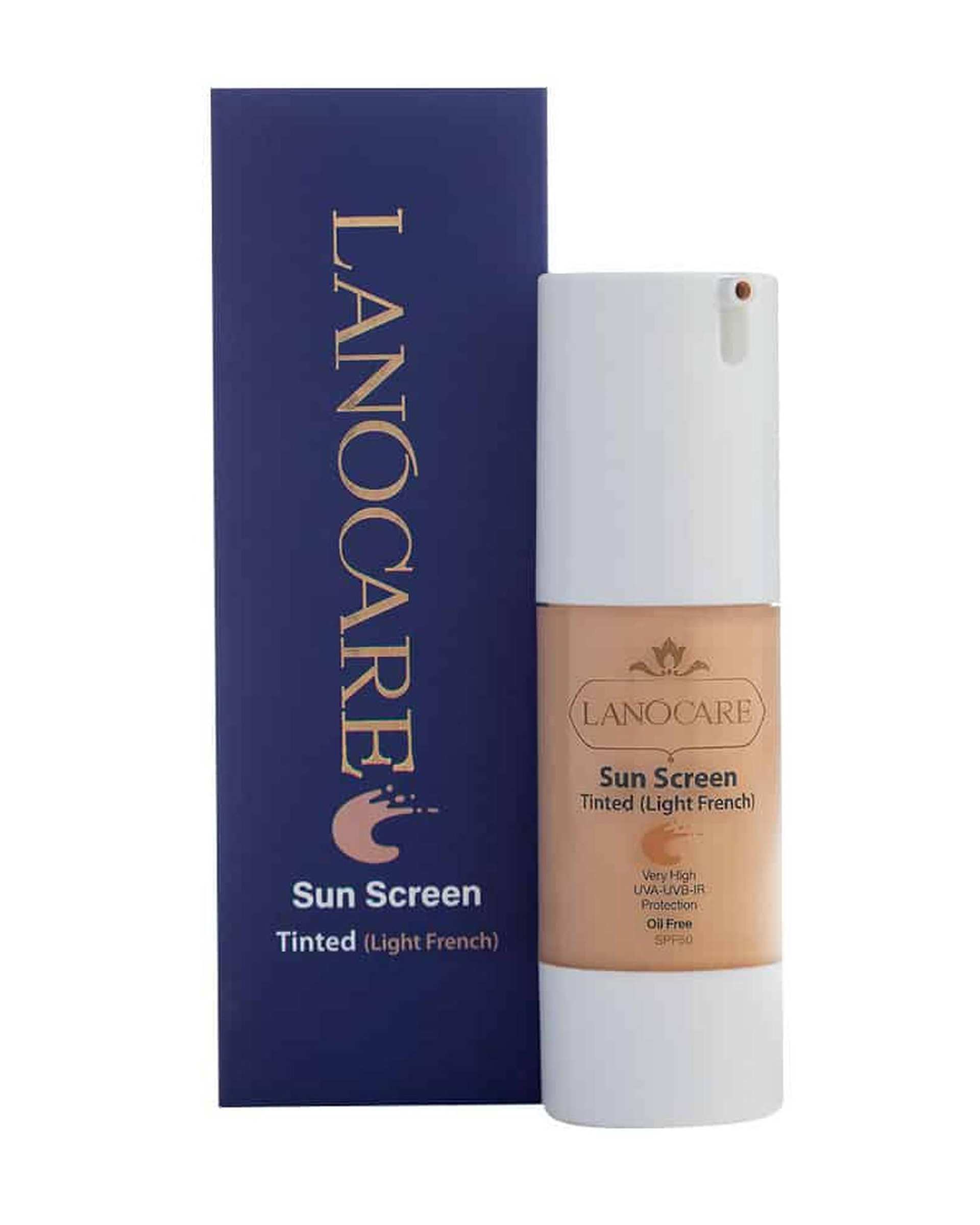 کرم ضد آفتاب رنگی SPF50 فاقد چربی لانوکر Lanocare مناسب انواع پوست حجم 30ml