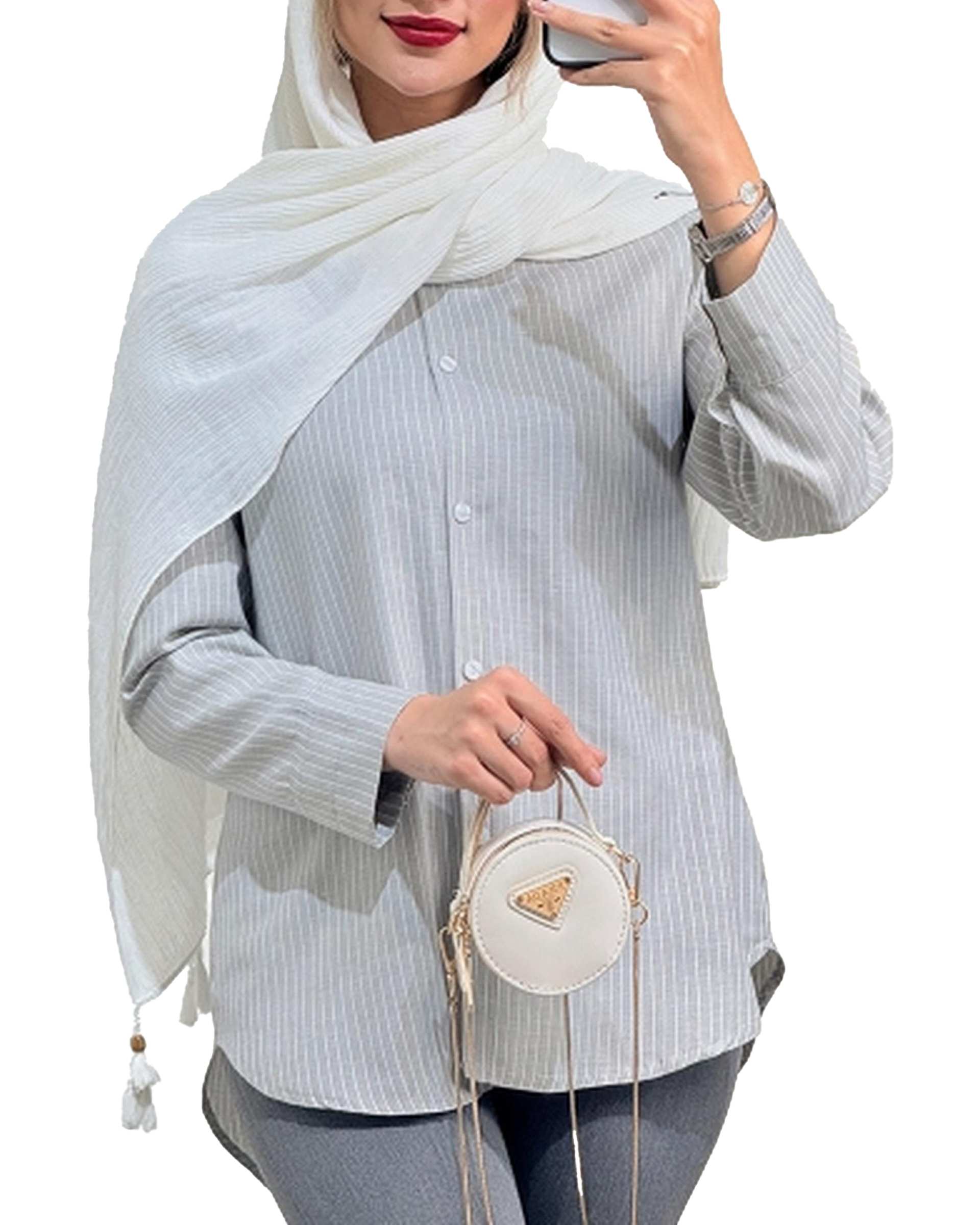 شومیز زنانه طوسی تیره کد 18985