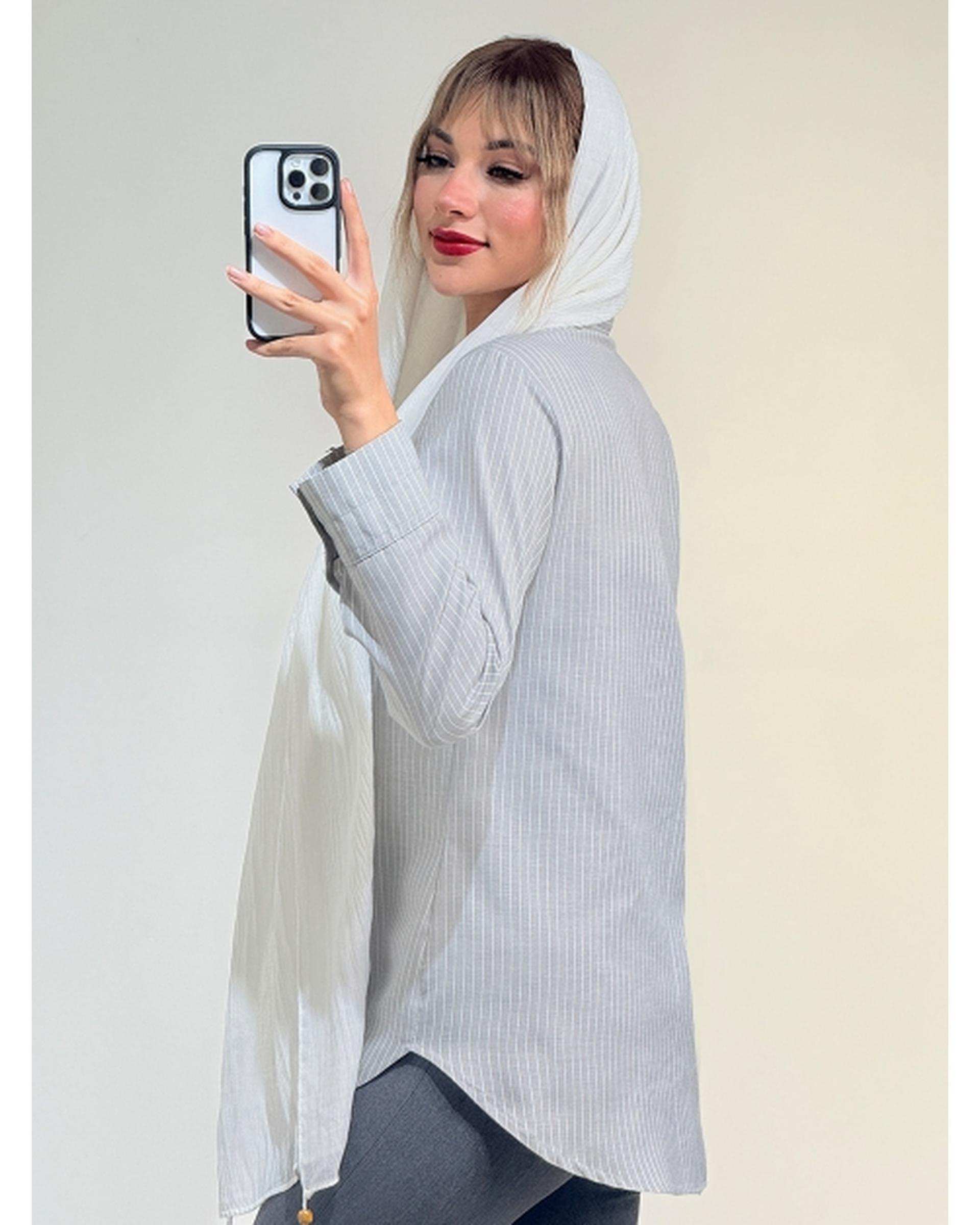 شومیز زنانه طوسی تیره کد 18985
