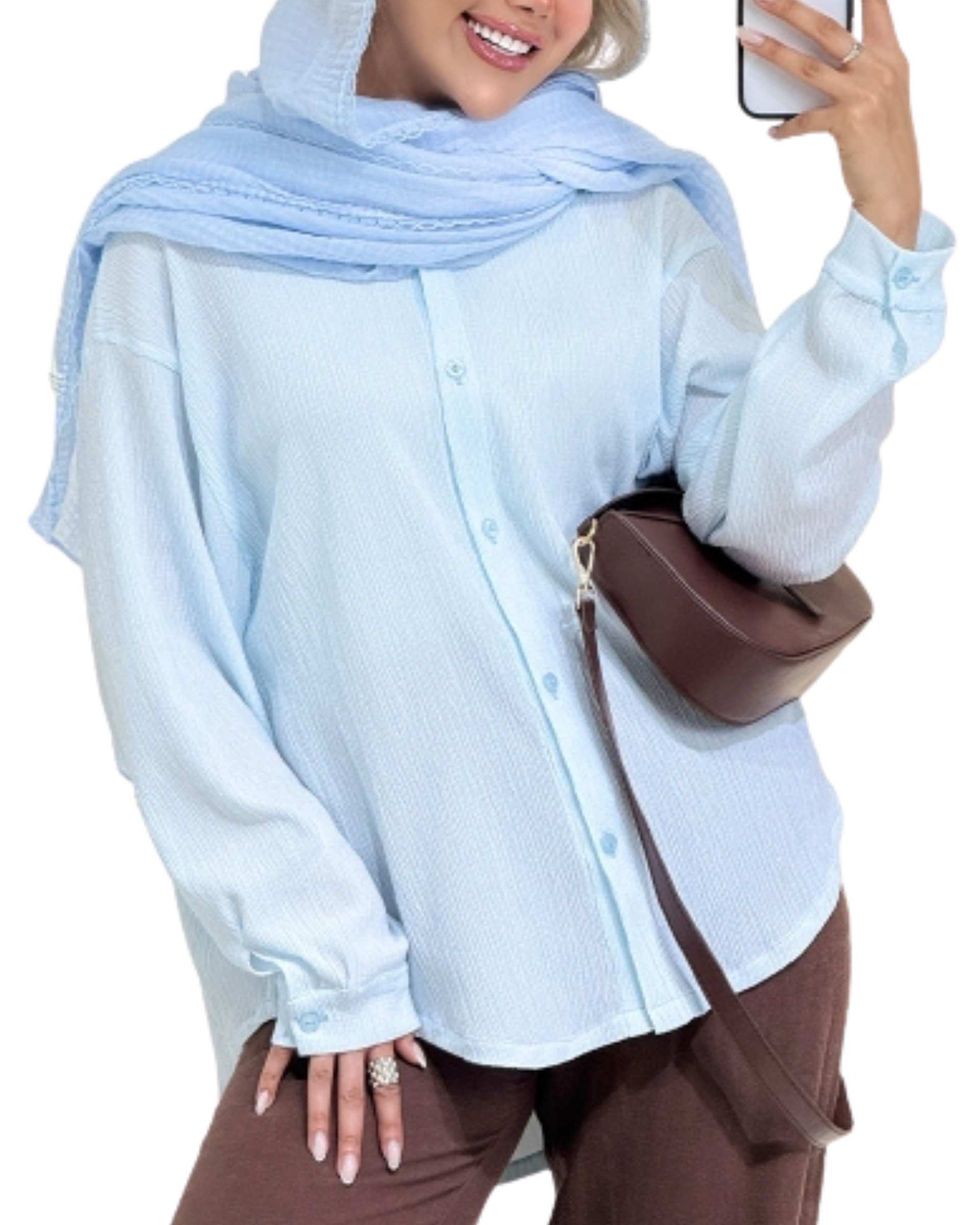 شومیز زنانه آبی روشن کد 19013