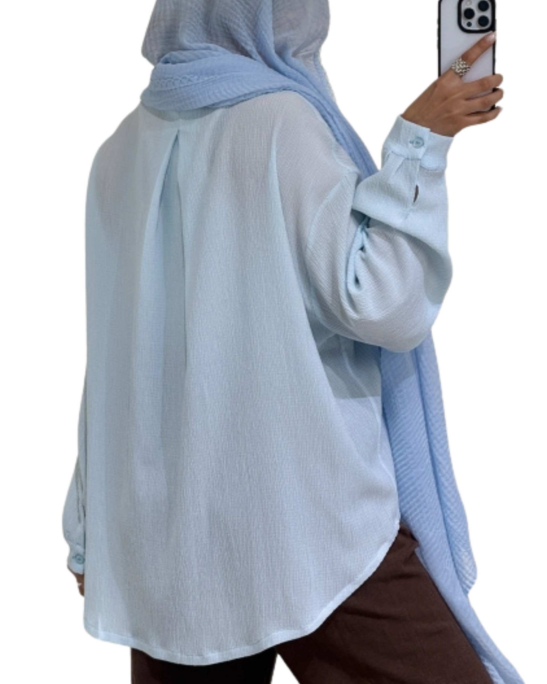 شومیز زنانه آبی روشن کد 19013