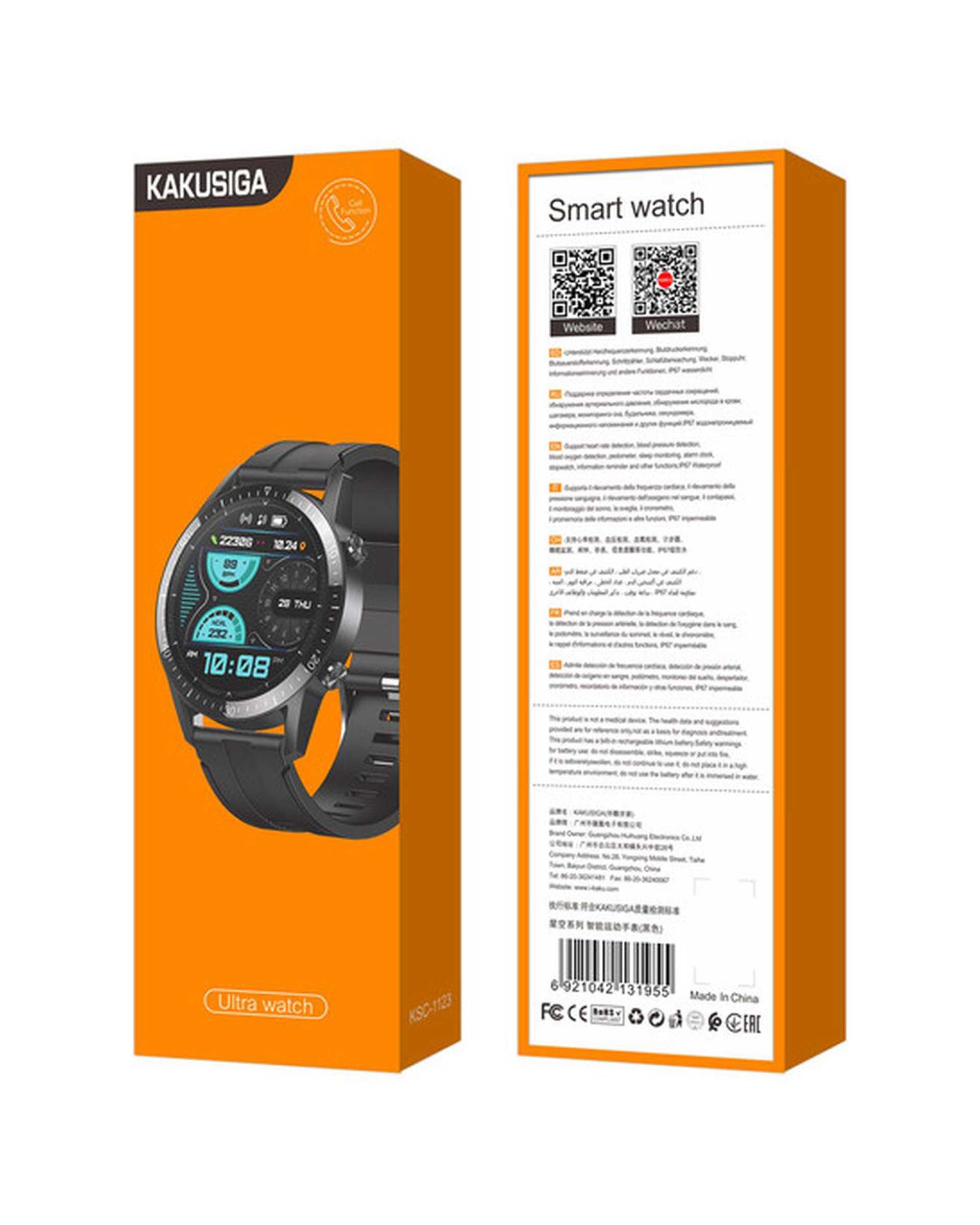 ساعت هوشمند مشکی کاکوسیگا Kakusiga مدل KSC -1123