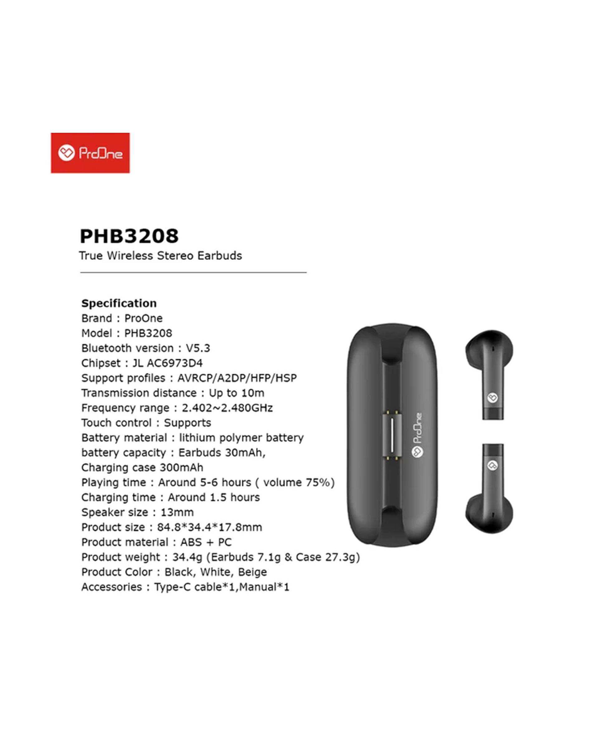 هندزفری بلوتوثی سفید پرووان ProOne مدل PHB3208
