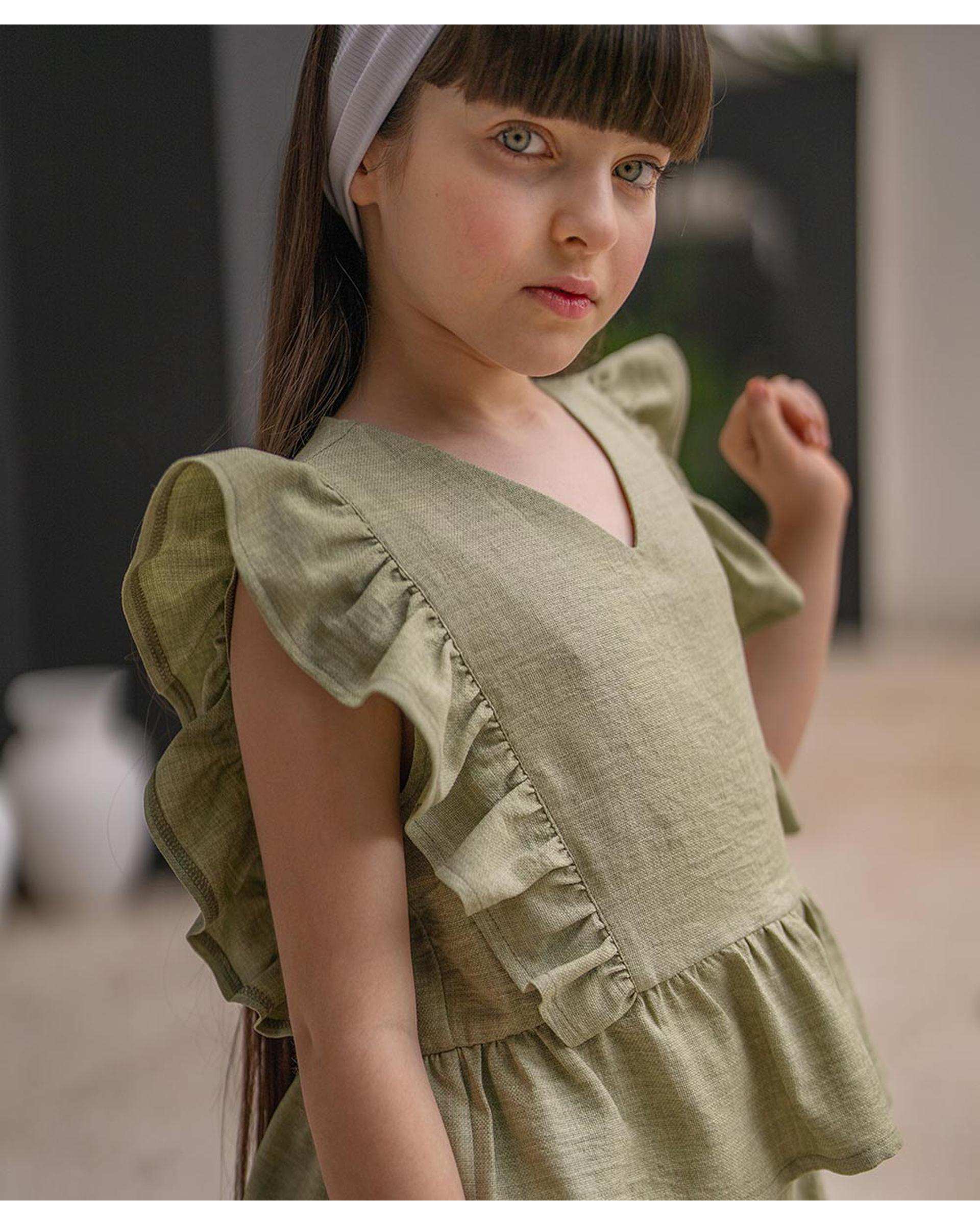 ست تاپ و شلوار شانتون سبز ملورینا Melorina کد 41112