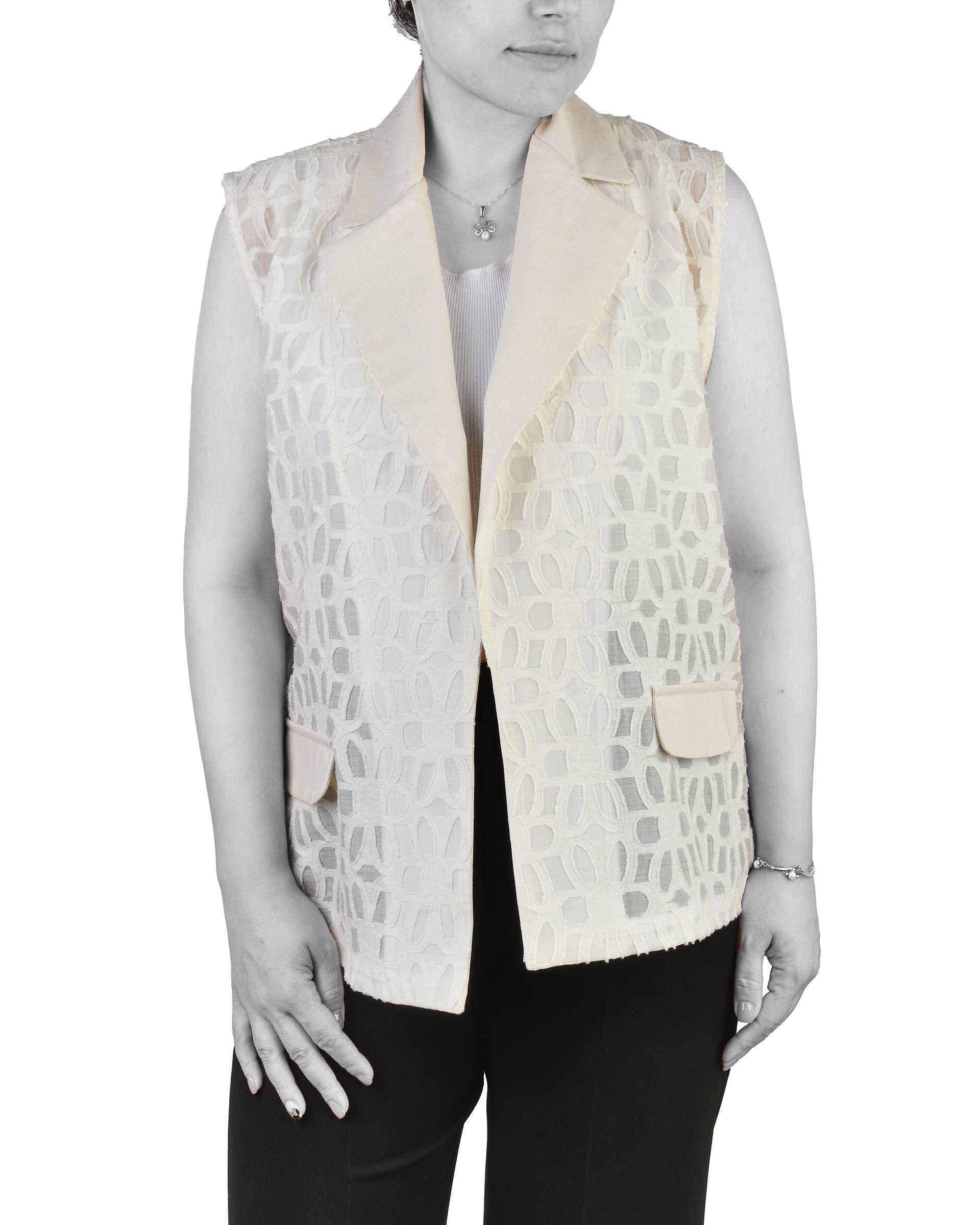 وست زنانه کرم سین صاد Sin Saad مدل نازآفرین مدل 40380