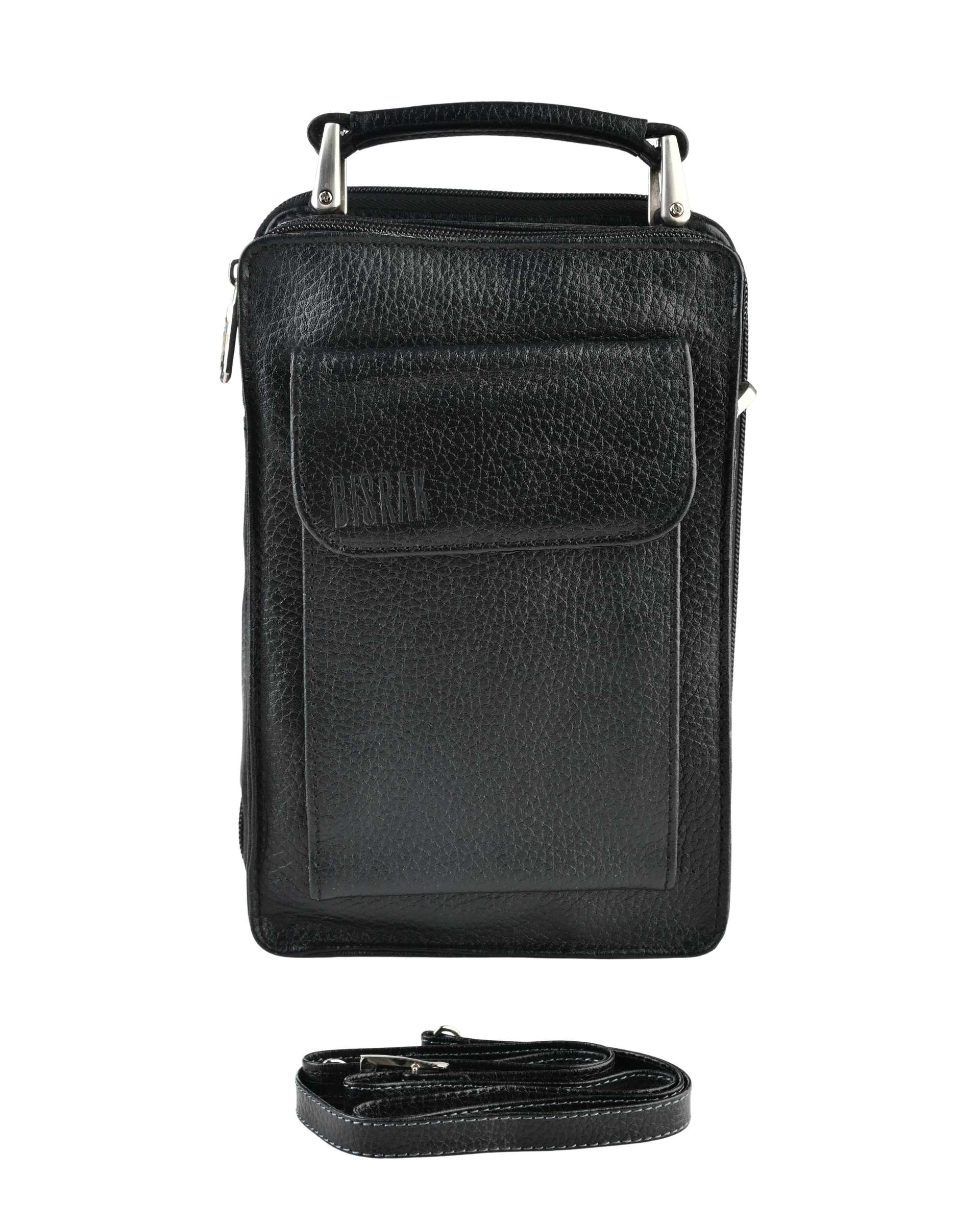 کیف چرم کراس بادی مردانه مشکی بیسراک Bisrak مدل C-D6-F-99