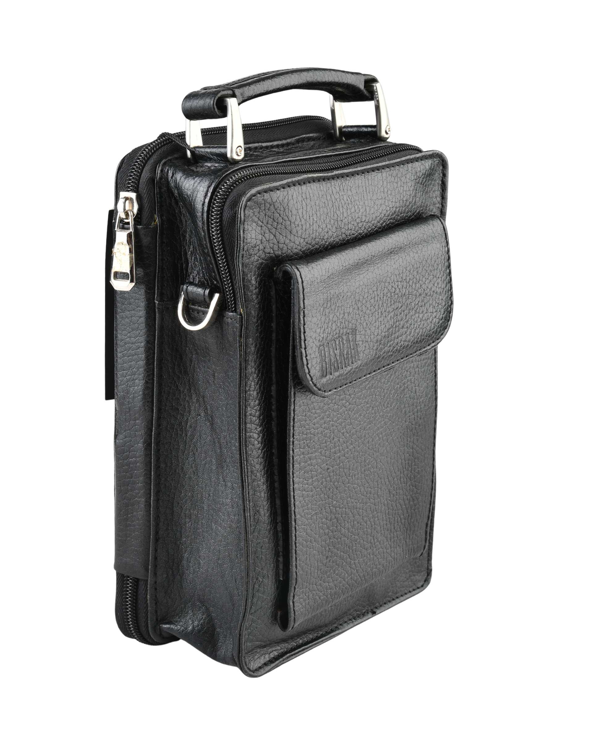 کیف چرم کراس بادی مردانه مشکی بیسراک Bisrak مدل C-D6-F-99