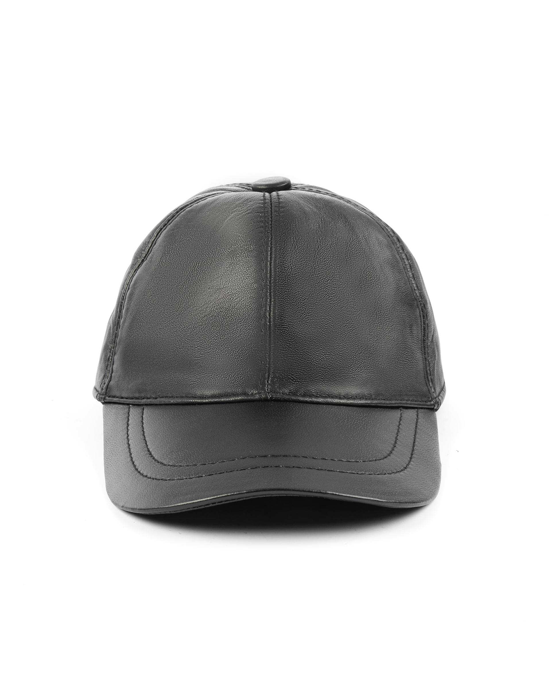 کلاه کپ چرم طبیعی مشکی بیسراک Bisrak مدل HL-101N-99