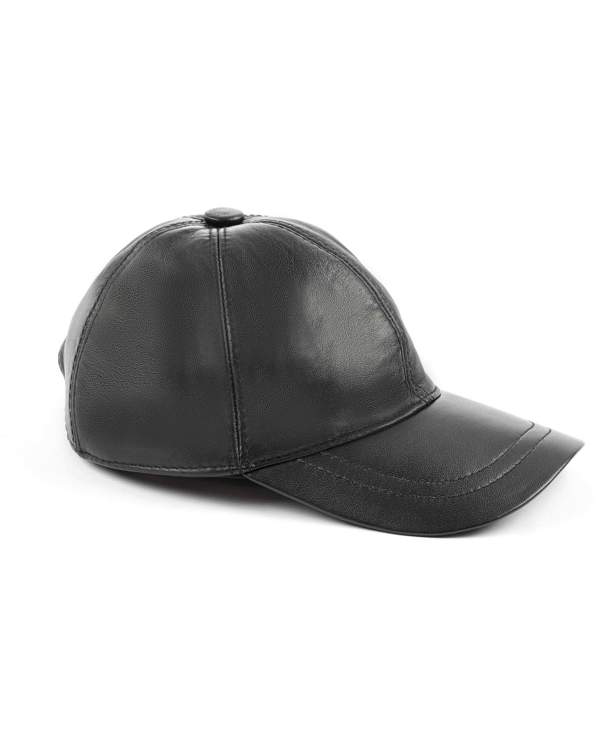 کلاه کپ چرم طبیعی مشکی بیسراک Bisrak مدل HL-101N-99