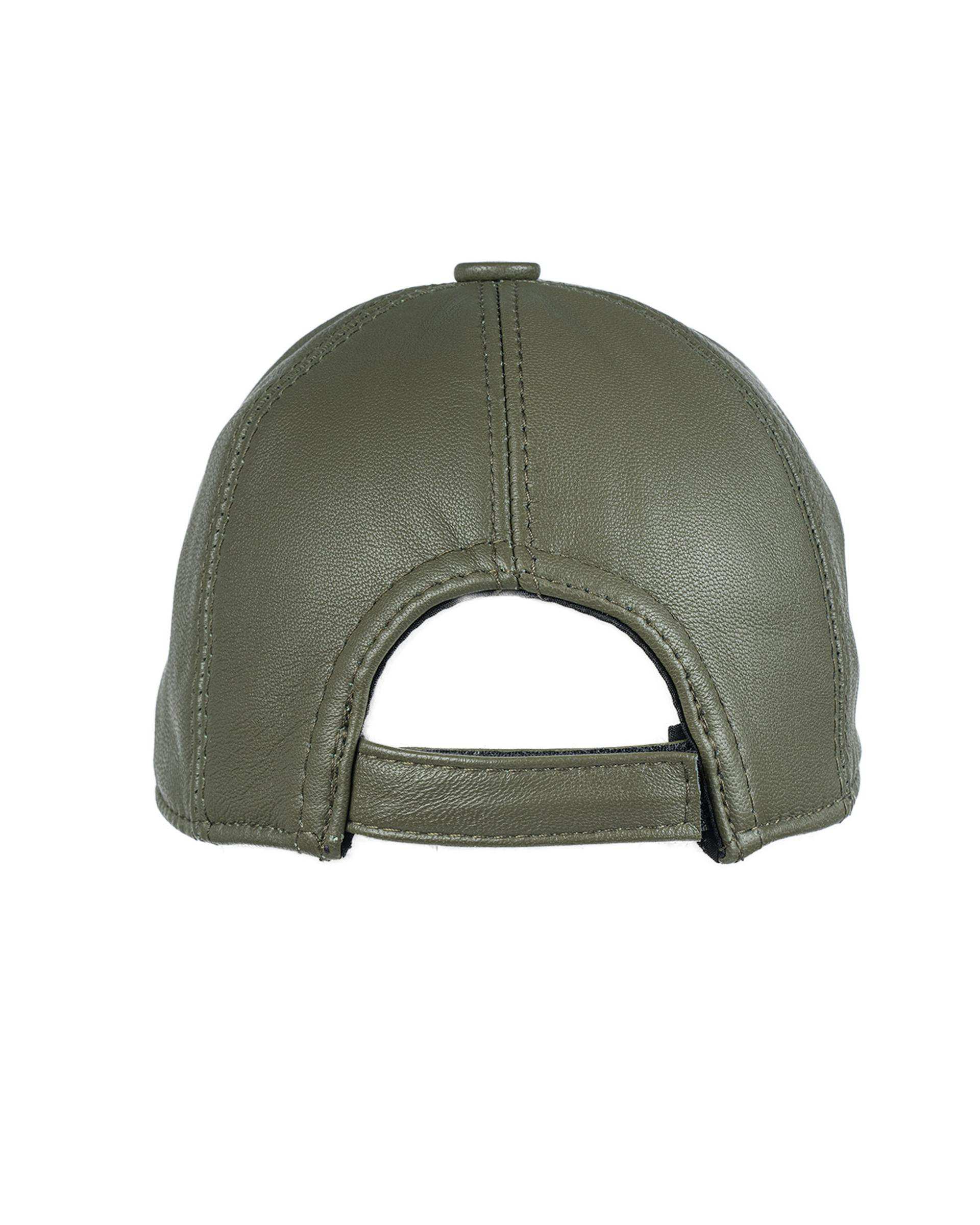 کلاه کپ چرم طبیعی سبز بیسراک Bisrak مدل HL-101N-48