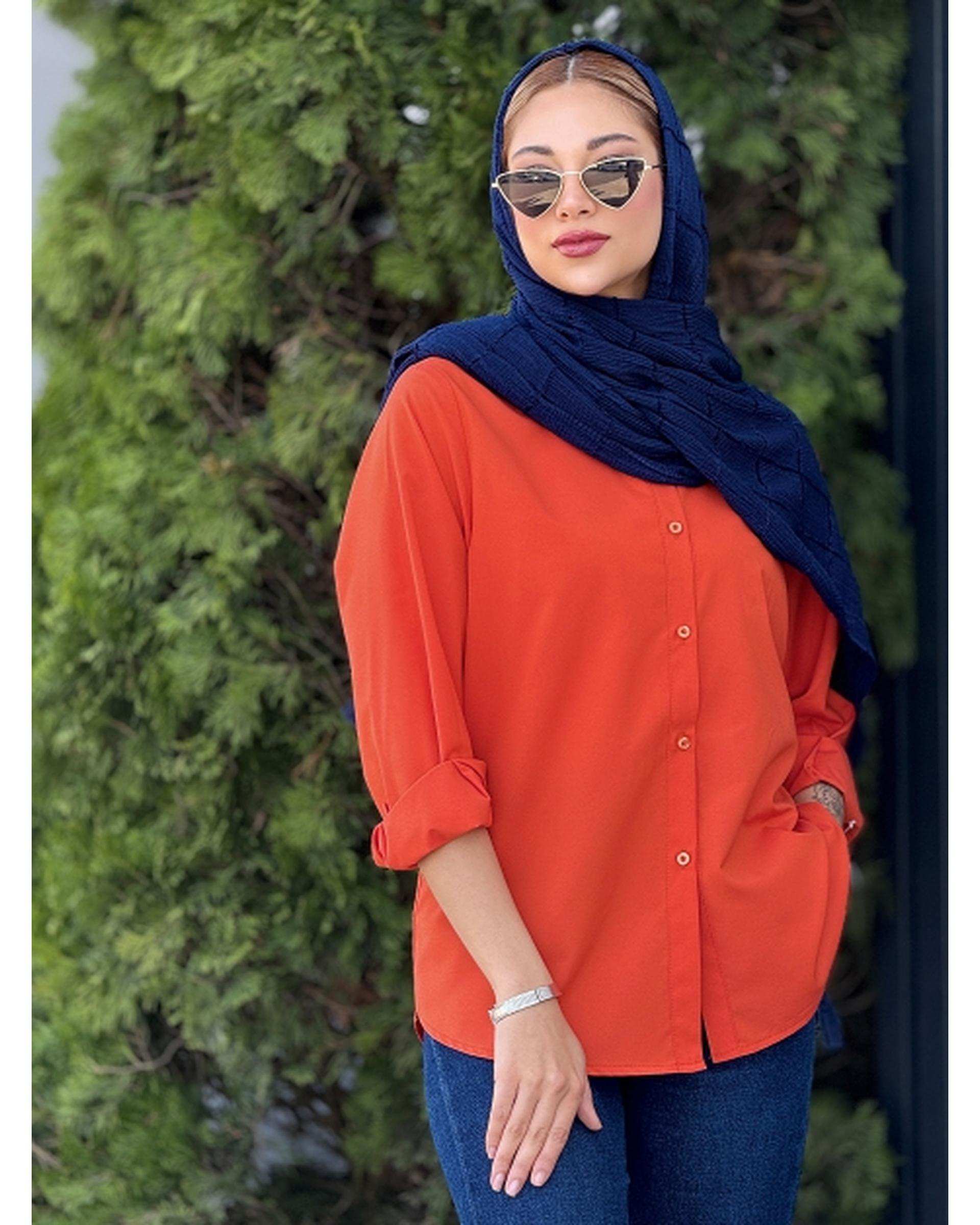 شومیز زنانه نارنجی بیسیک کد 17286