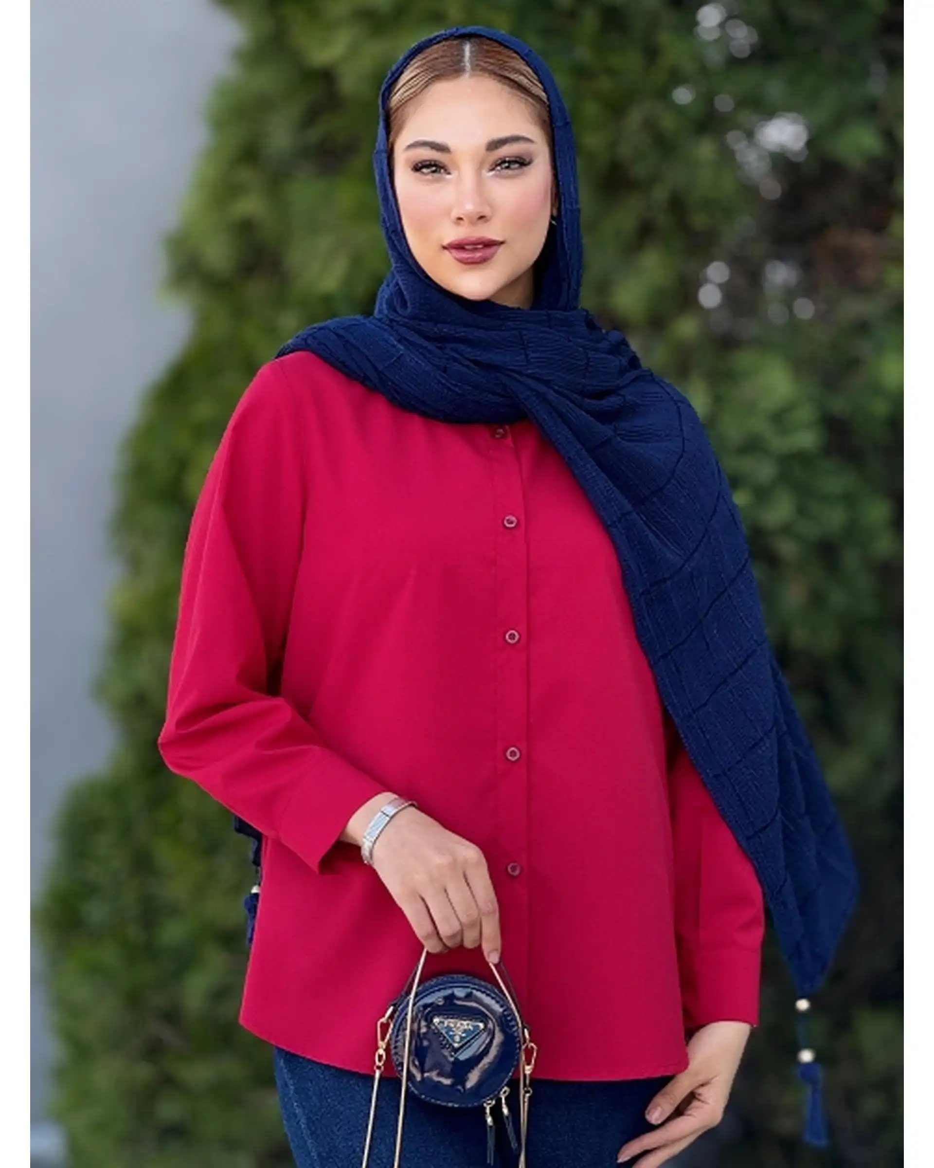 شومیز زنانه قرمز بیسیک کد 17286