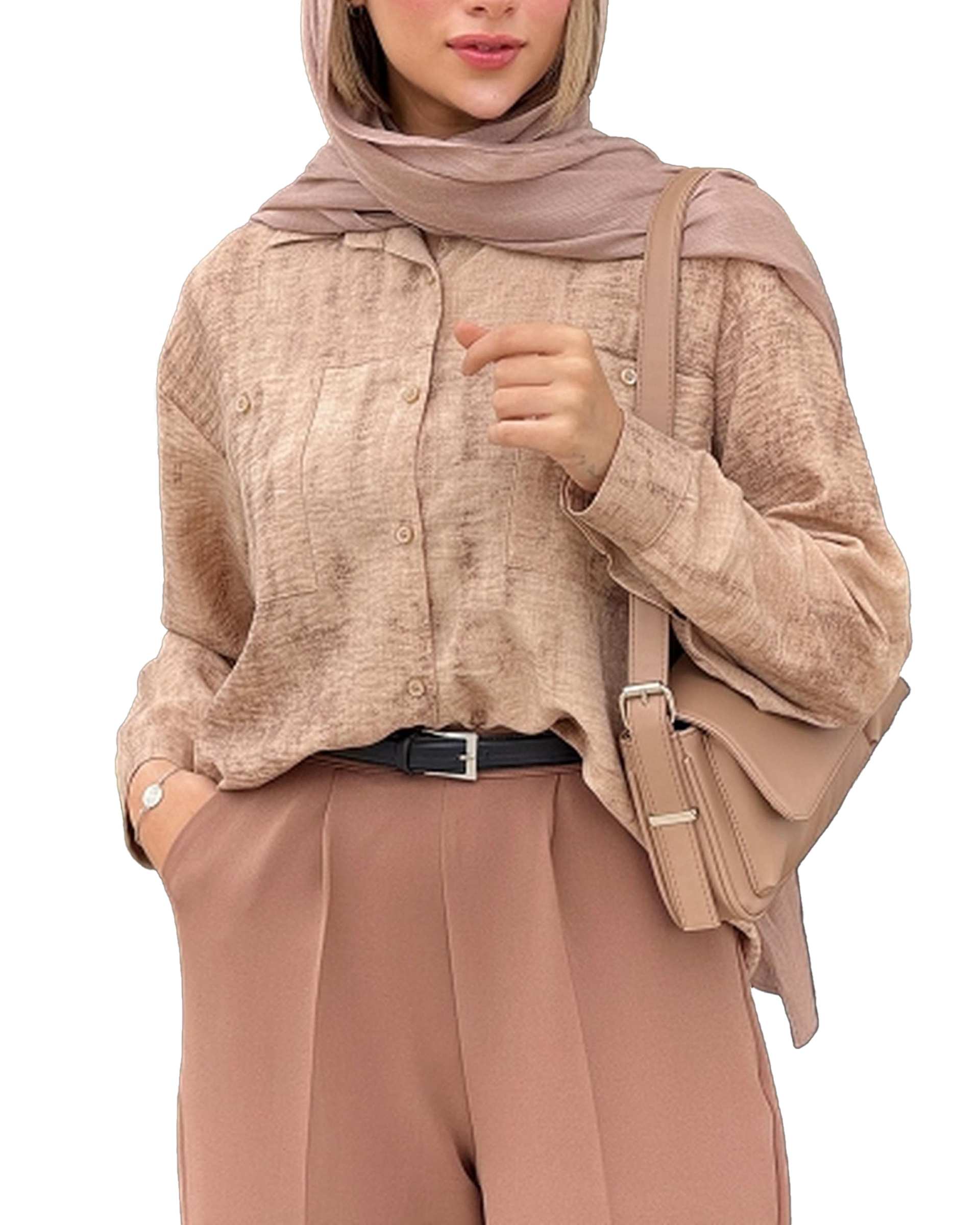 شومیز زنانه نسکافه ای کد 18672 طرح صوفیا