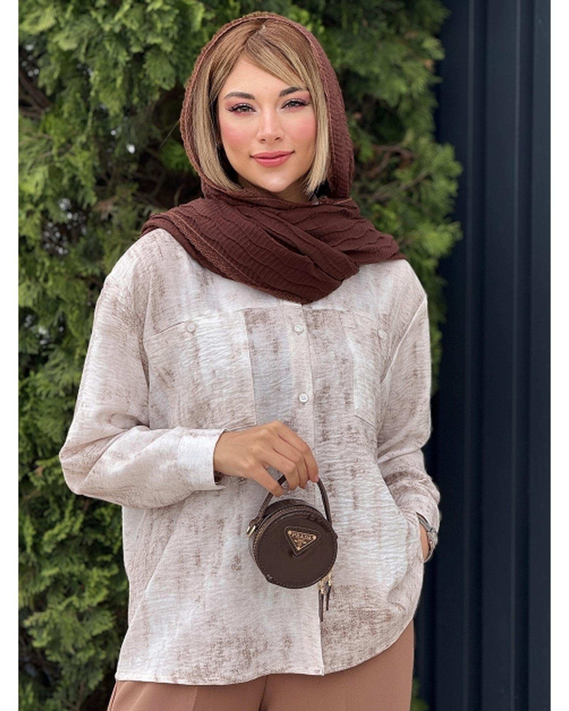 شومیز زنانه استخوانی کد 18672 طرح صوفیا