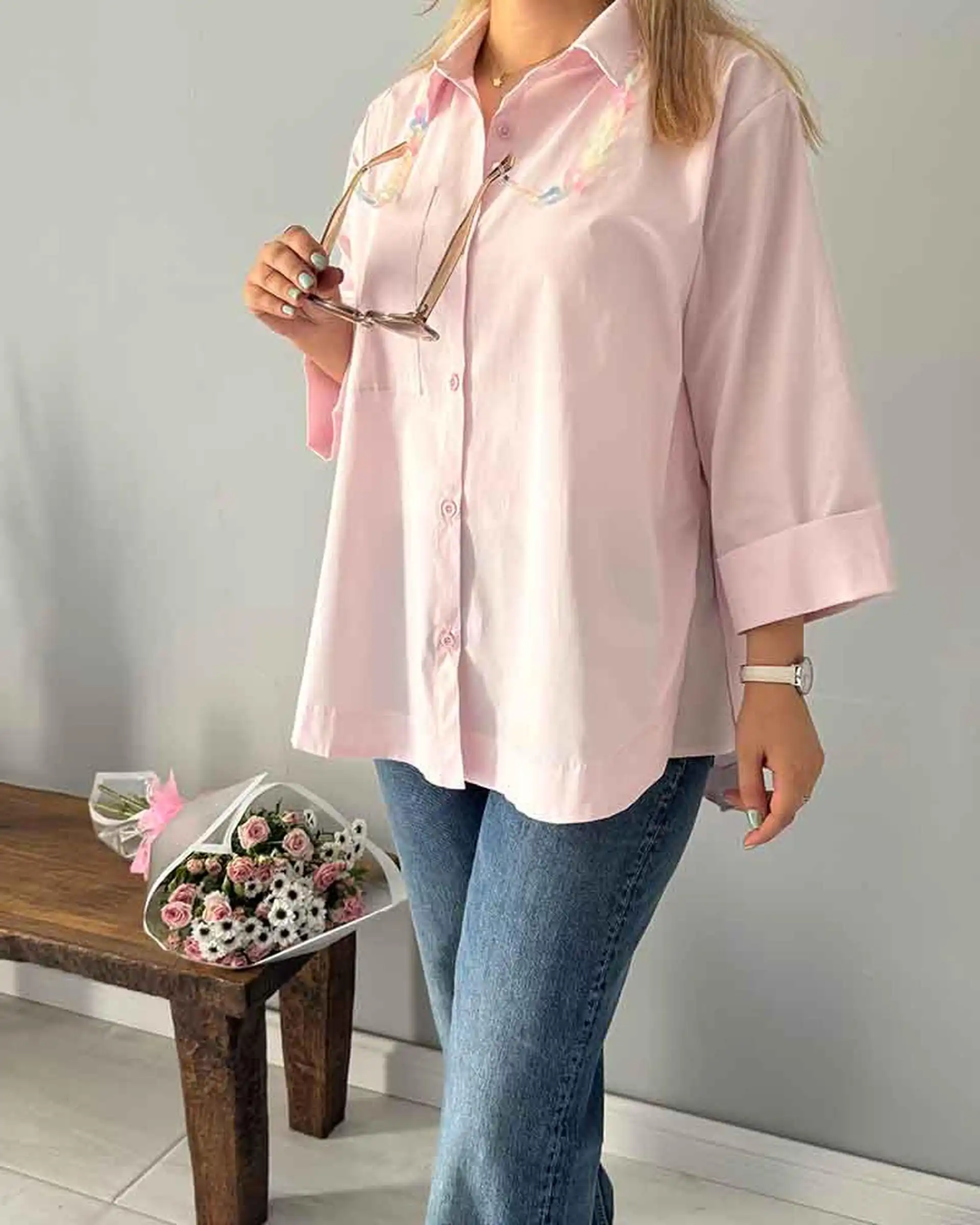 شومیز زنانه صورتی نگار ندایی Negar Nedaei مدل Niloo