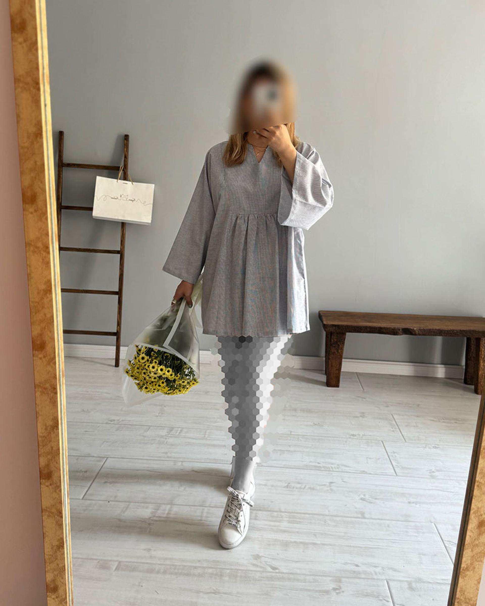 تونیک زنانه آبی نگار ندایی Negar Nedaei مدل Raha