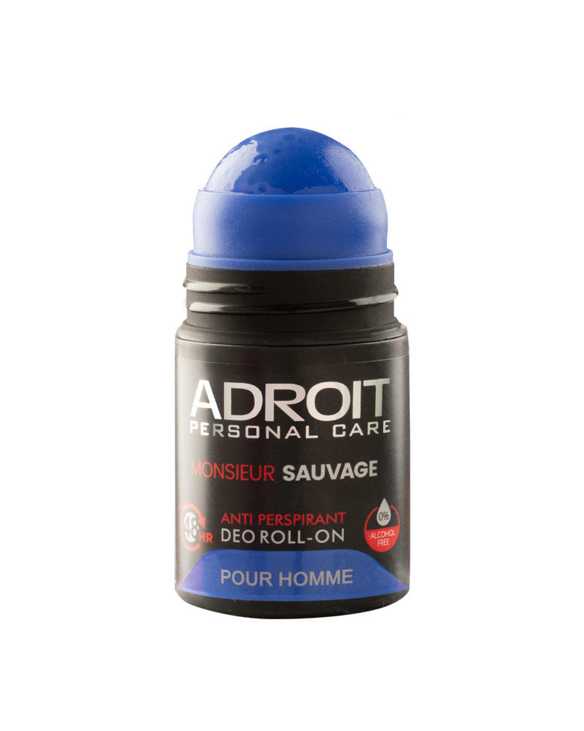 مام رول ضد تعریق مردانه آدرویت Adroit مدل موسیو ساواژ Monsieur Sauvage حجم 65ml