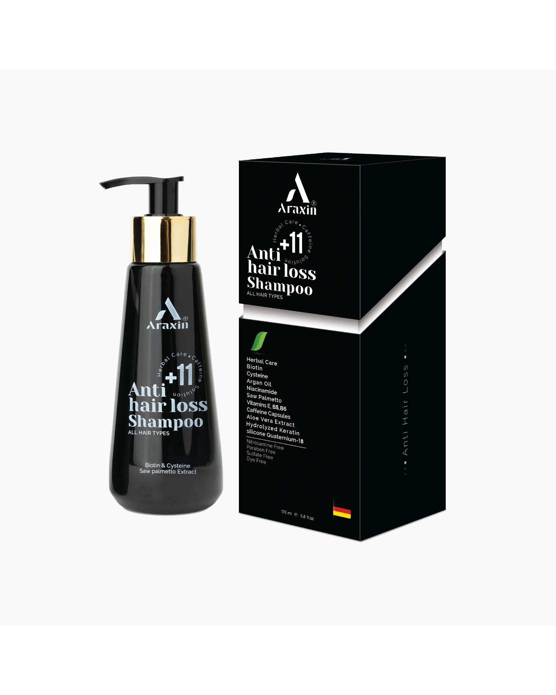 شامپو بدون سولفات تخصصی ضد ریزش و تقویت مو آراکسین Araxin مناسب انواع مو حجم 175ml