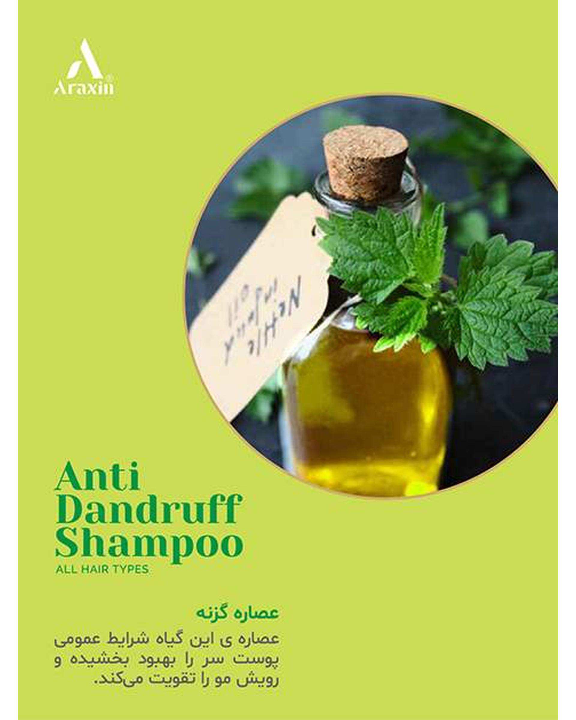 شامپو تخصصی ضد شوره مو آراکسین Araxin مناسب انواع مو حجم 175ml