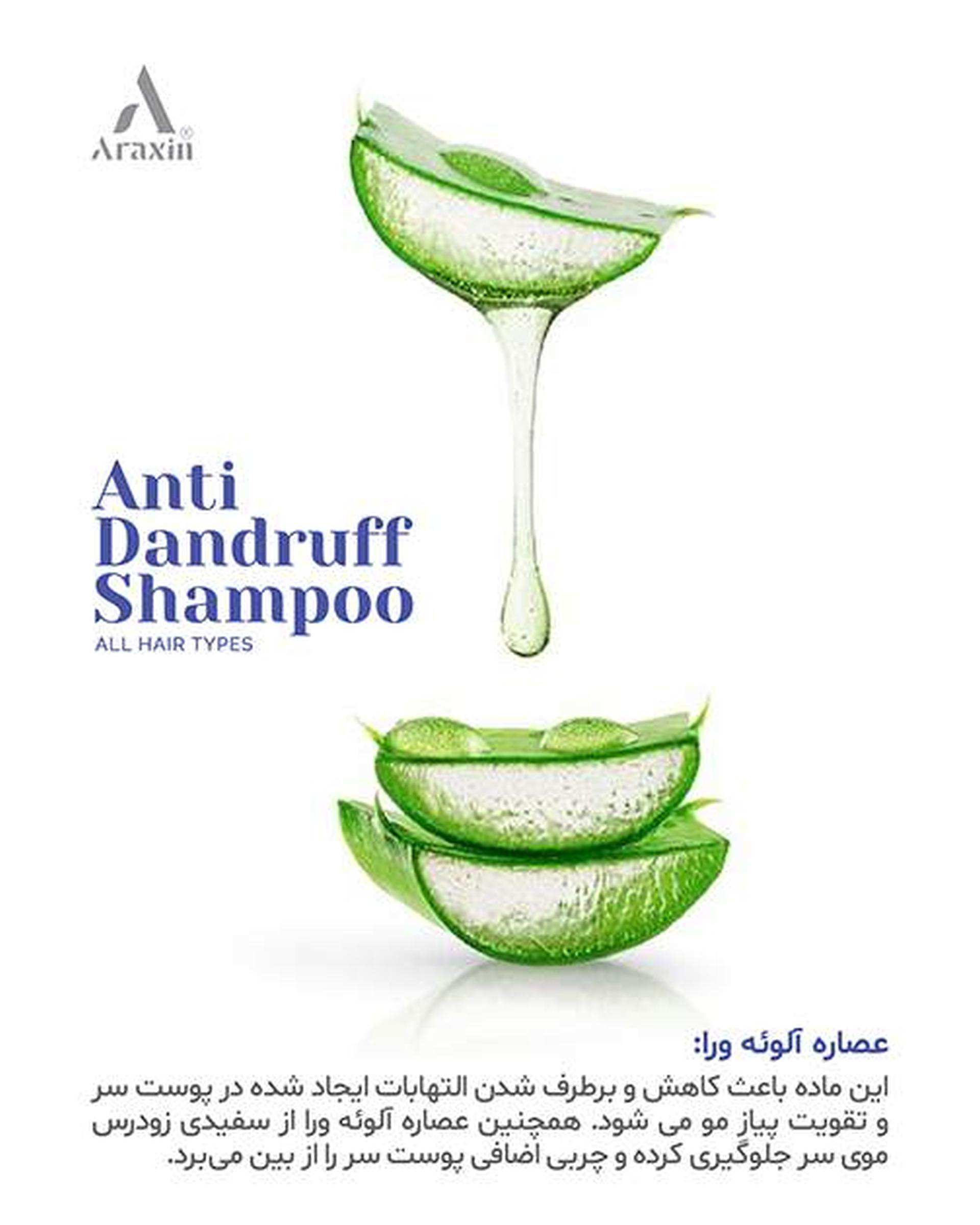 شامپو تخصصی ضد شوره مو آراکسین Araxin مناسب انواع مو حجم 175ml