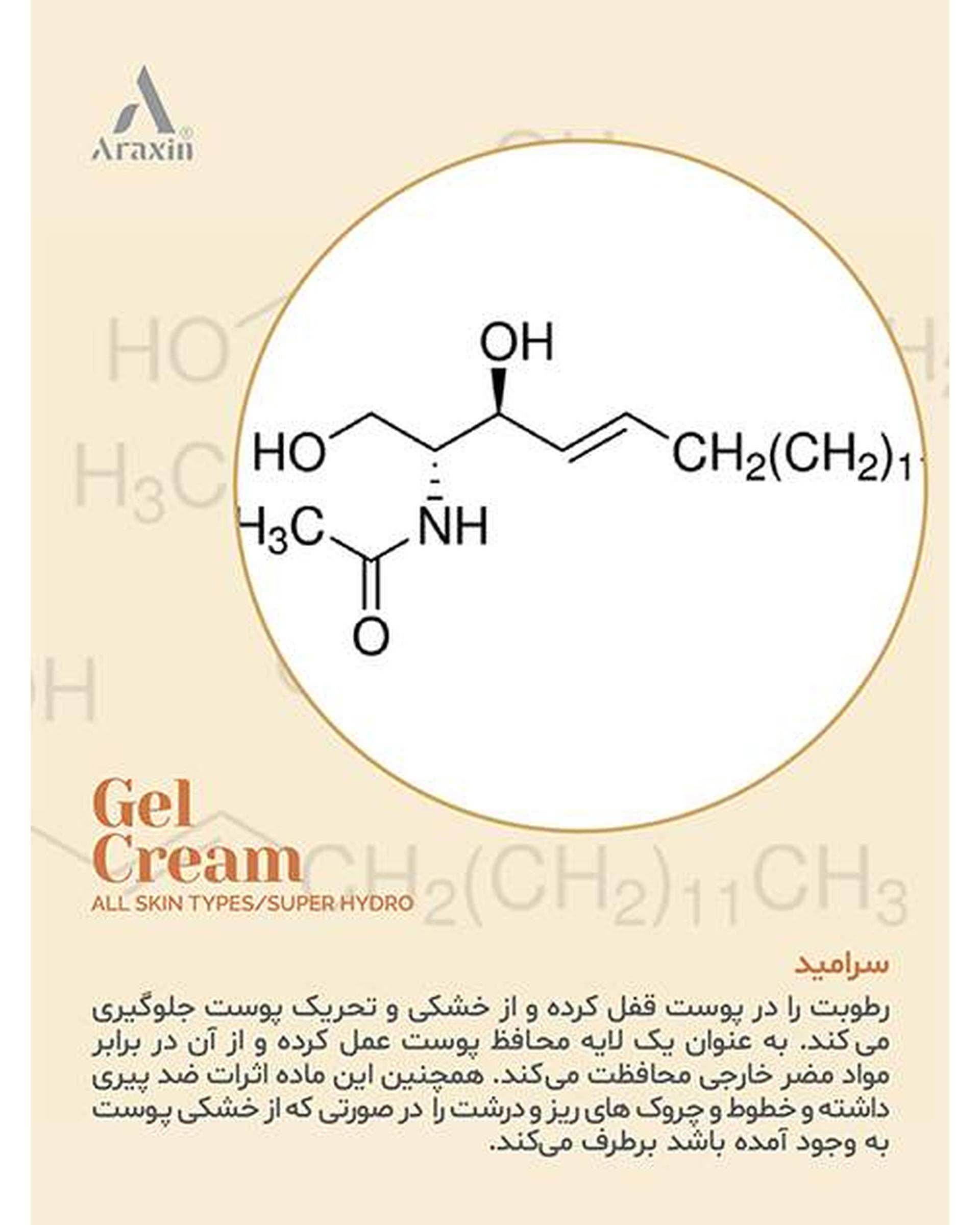 ژل کرم سوپر آبرسان پوست آراکسین Araxin مناسب انواع پوست حجم 50ml
