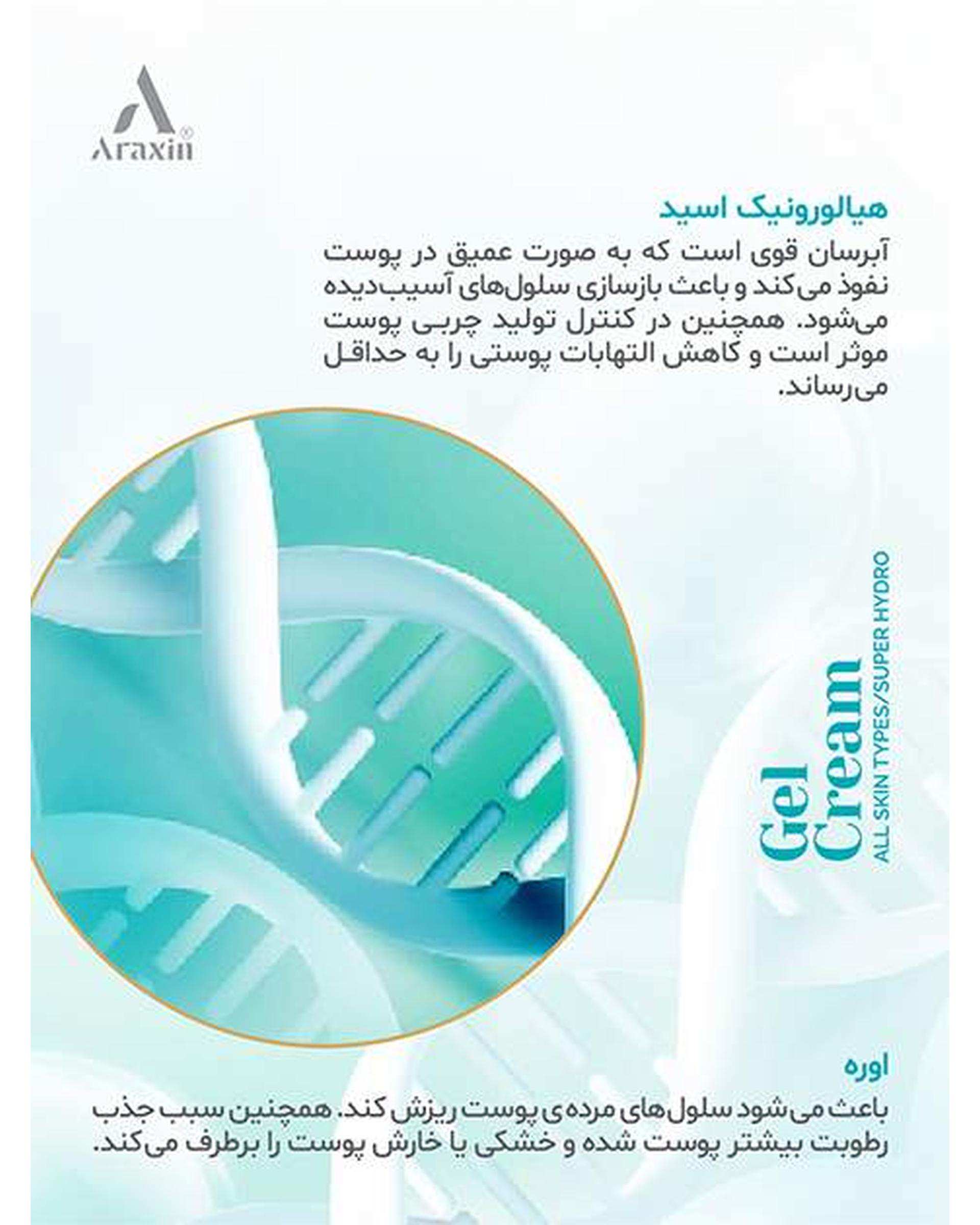ژل کرم سوپر آبرسان پوست آراکسین Araxin مناسب انواع پوست حجم 50ml