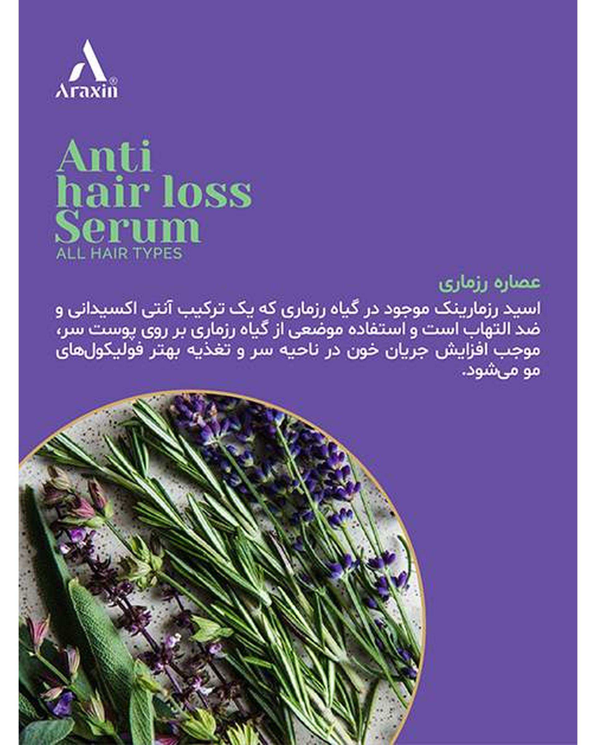 سرم تخصصی ضد ریزش و تقویت کننده مو آراکسین Araxin مناسب انواع مو حجم 40ml