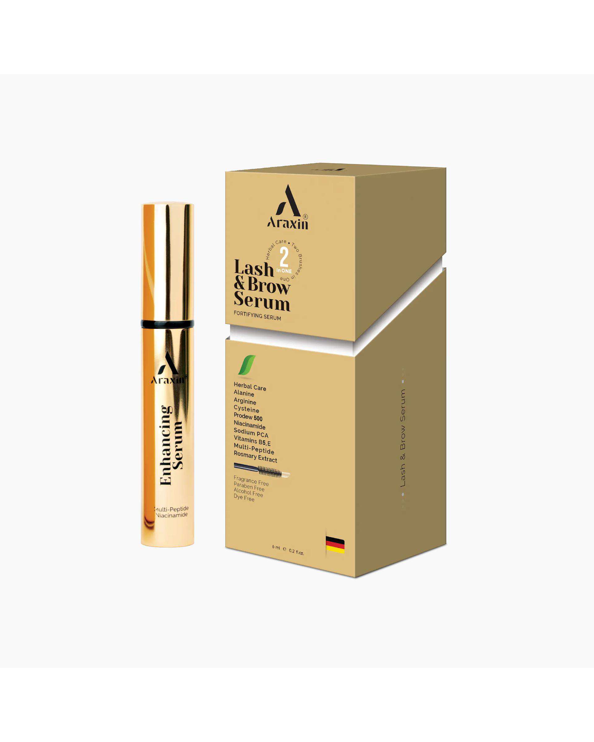 سرم تخصصی 2 کاره ضد ریزش و تقویت کننده مژه و ابرو آراکسین Araxin حجم 6ml