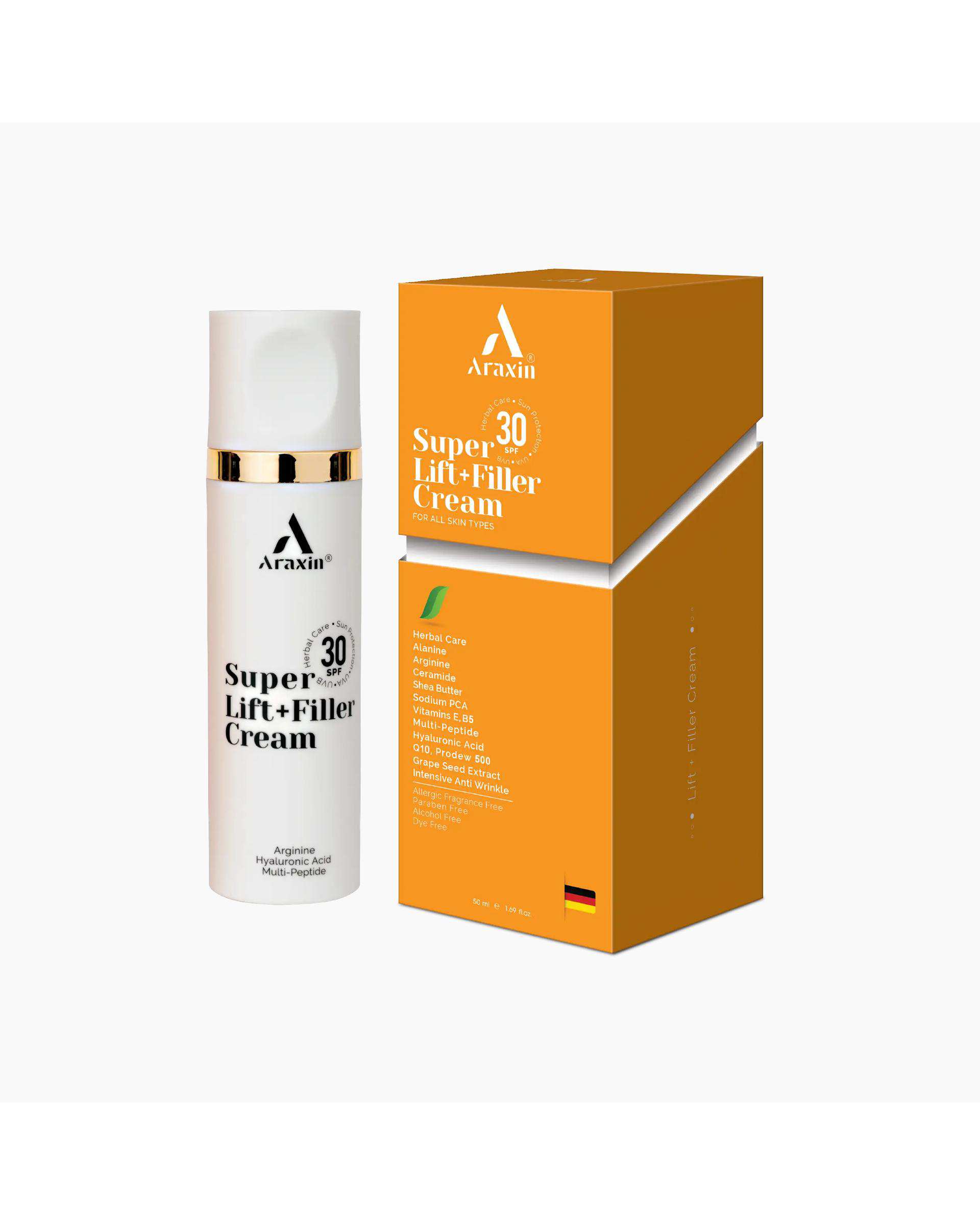 کرم سوپر لیفت حاوی فیلر گیاهی با SPF 30 آراکسین Araxin مناسب انواع پوست حجم 50ml