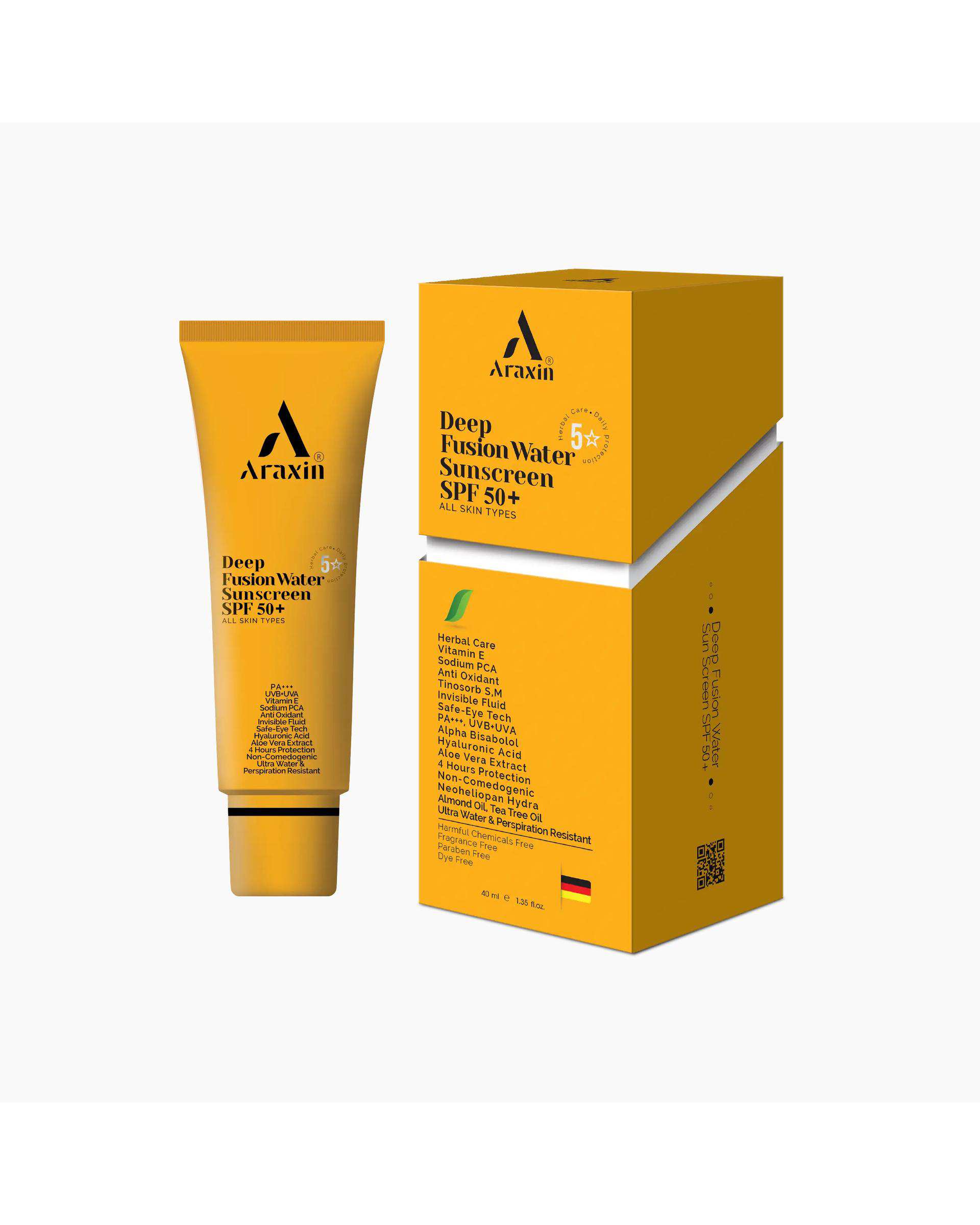 کرم ضد آفتاب تخصصی SPF50 فیوژن واتر آراکسین Araxin