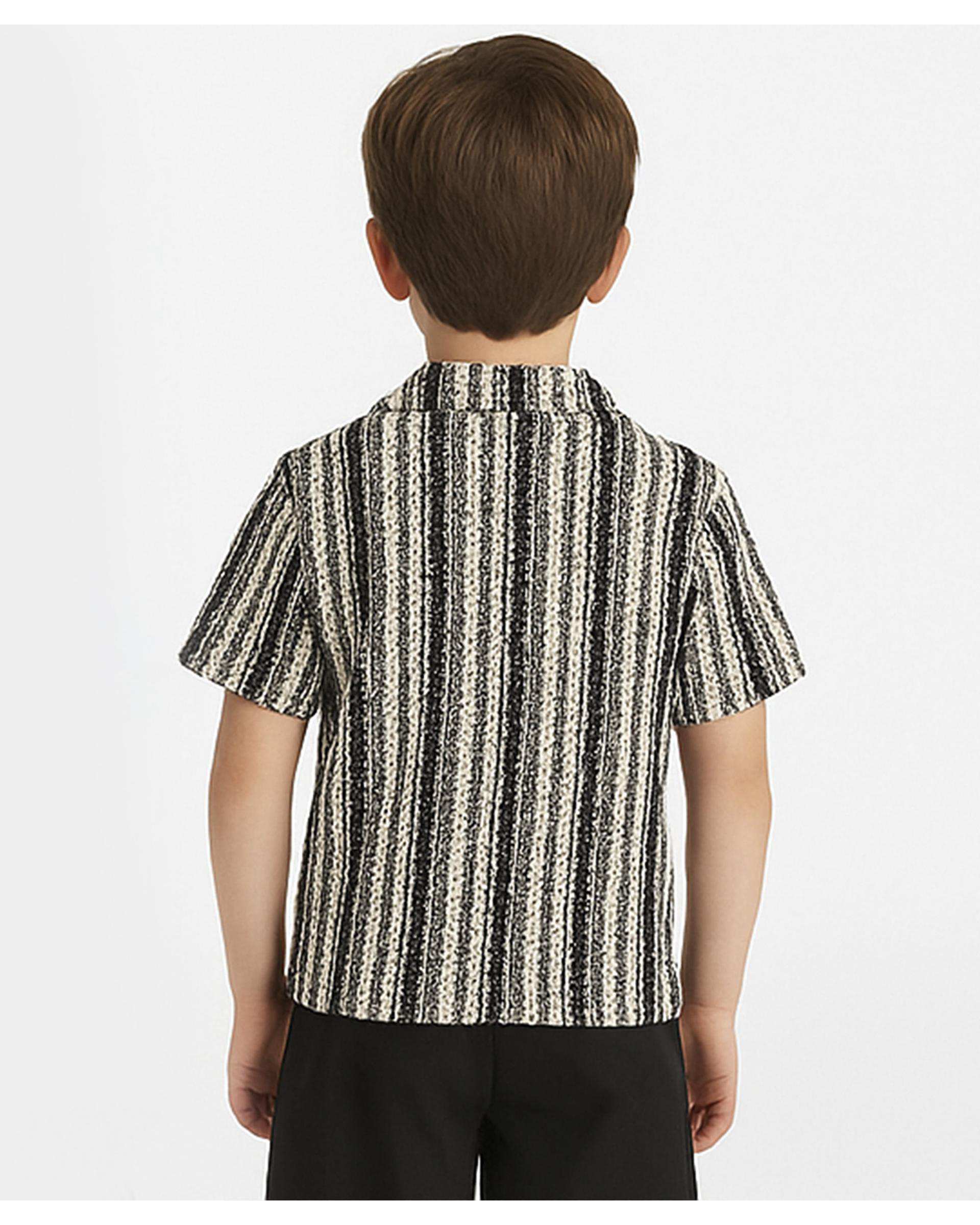 پیراهن پسرانه آستین کوتاه سفید مشکی مرینو Merino کد 1746