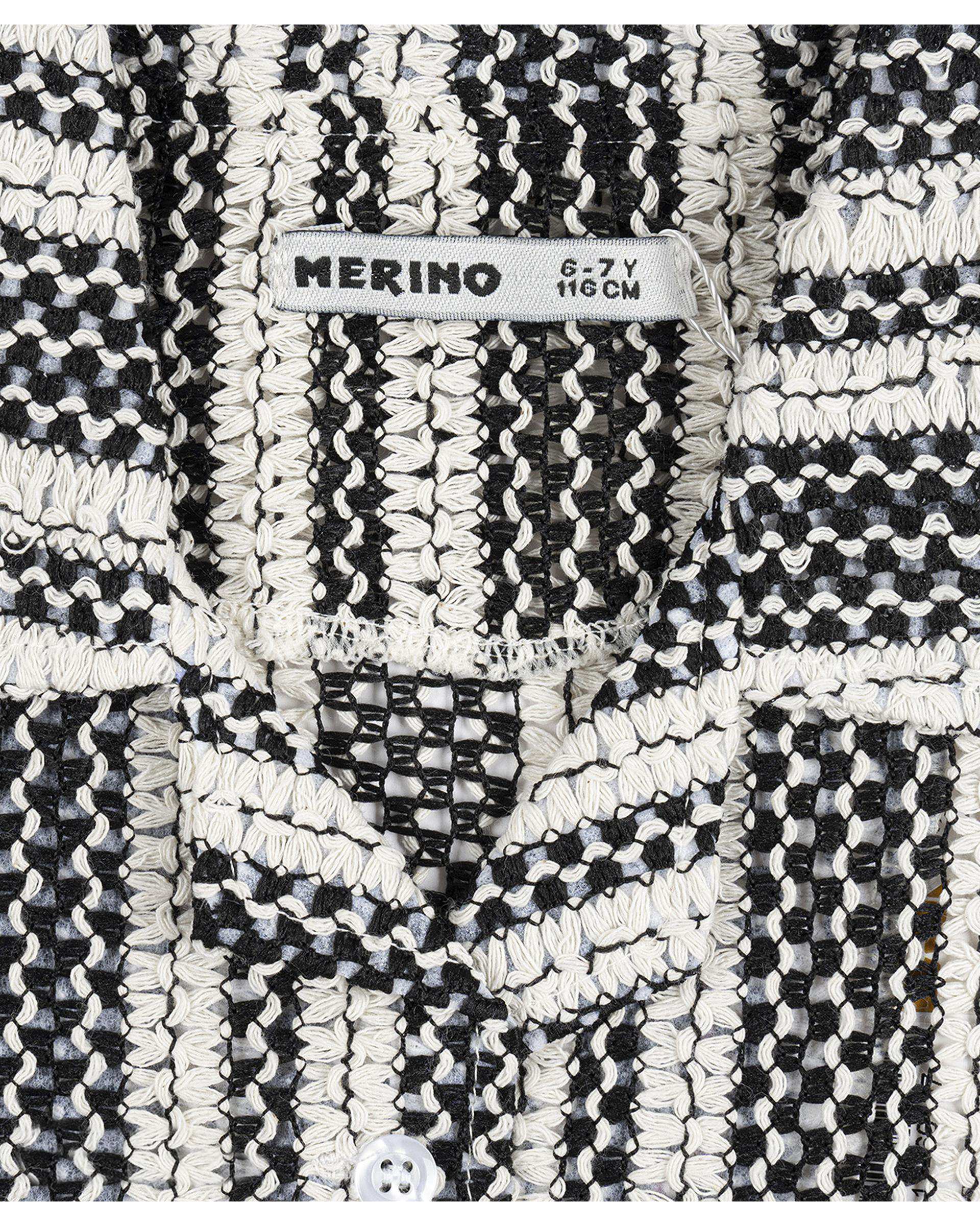 پیراهن پسرانه آستین کوتاه سفید مشکی مرینو Merino کد 1746