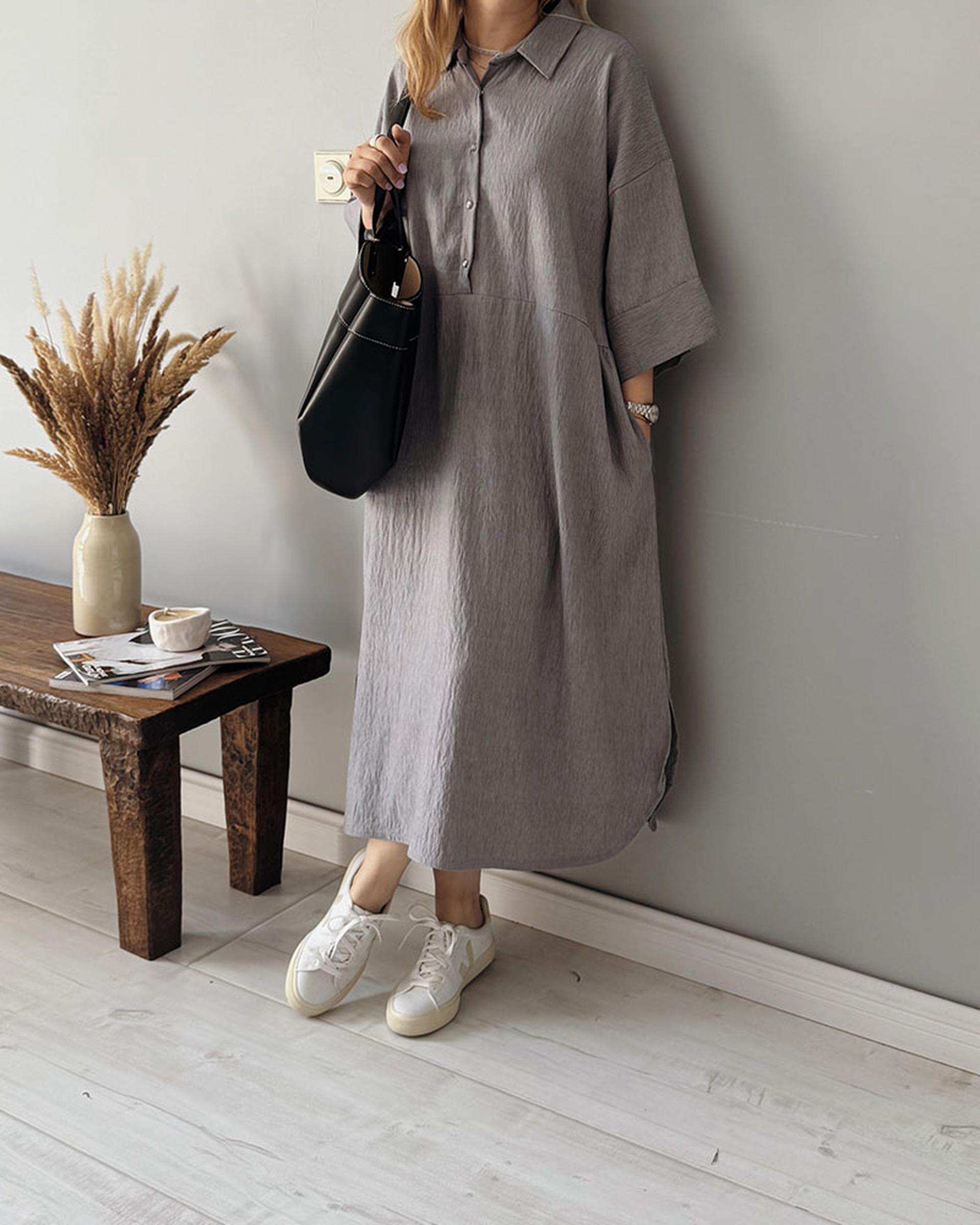 پیراهن زنانه طوسی نگار ندایی Negar Nedaei مدل Cotton