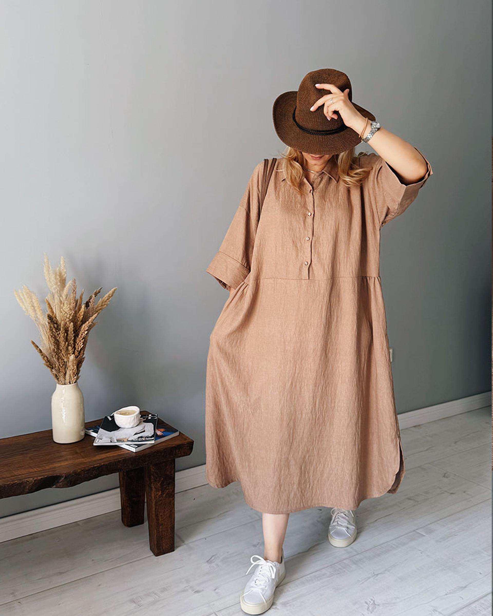 پیراهن زنانه نسکافه ای نگار ندایی Negar Nedaei مدل Cotton