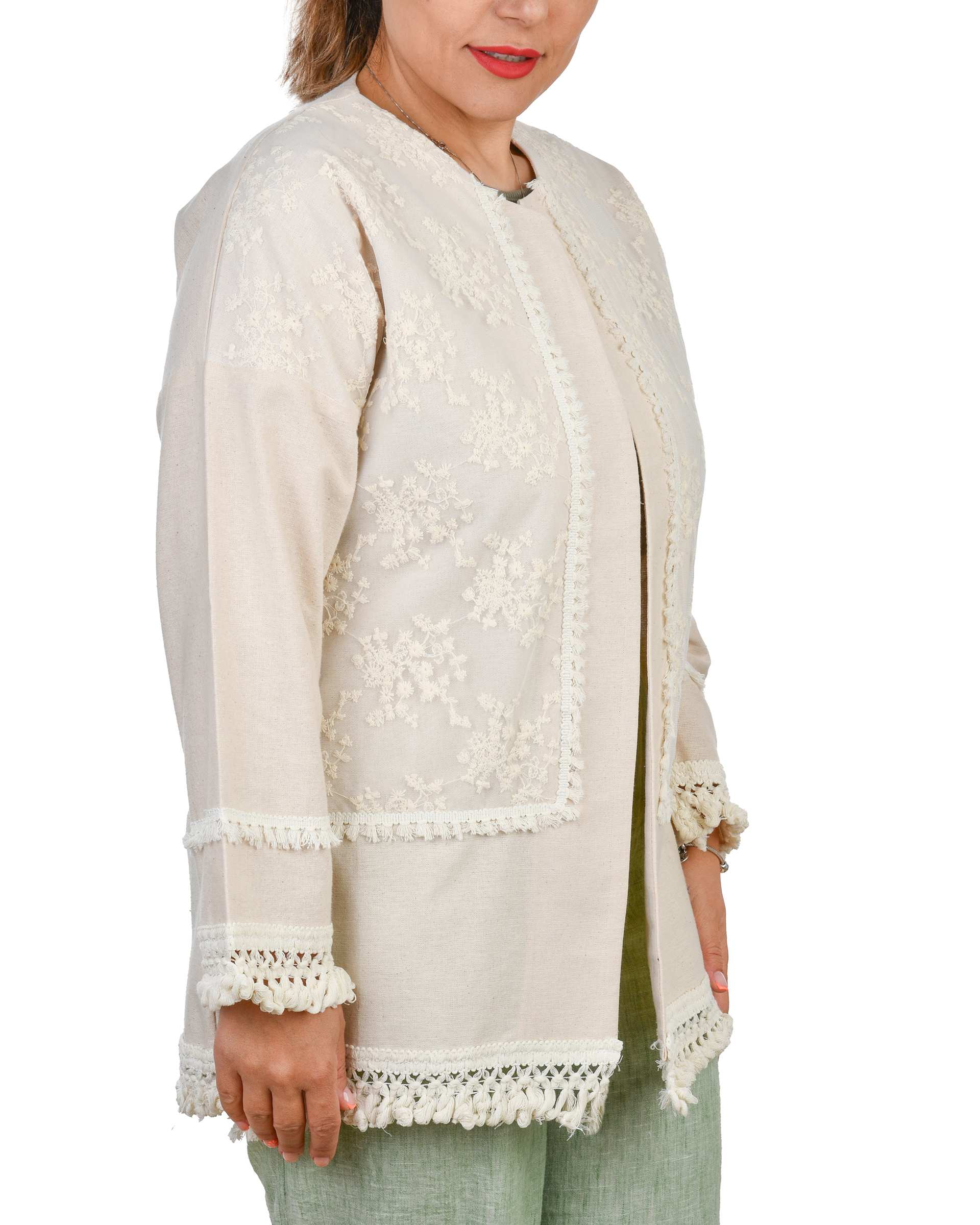 کت زنانه لینن کرم آماهی Amahi کد AA349