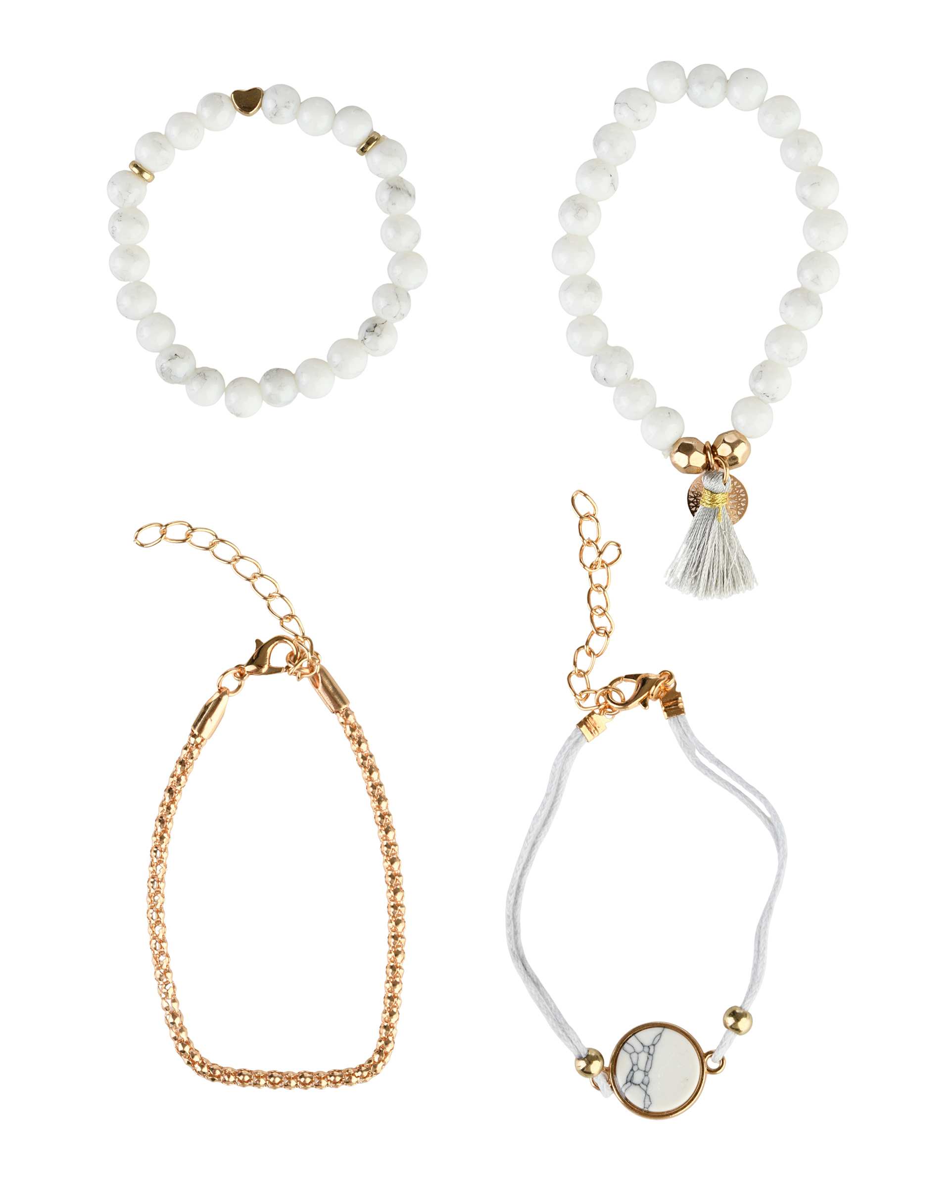 ست دستبند زنانه نقره ای هومنیتی Whomanity طرح مهره مدل LC01133-11 بسته 4 عددی