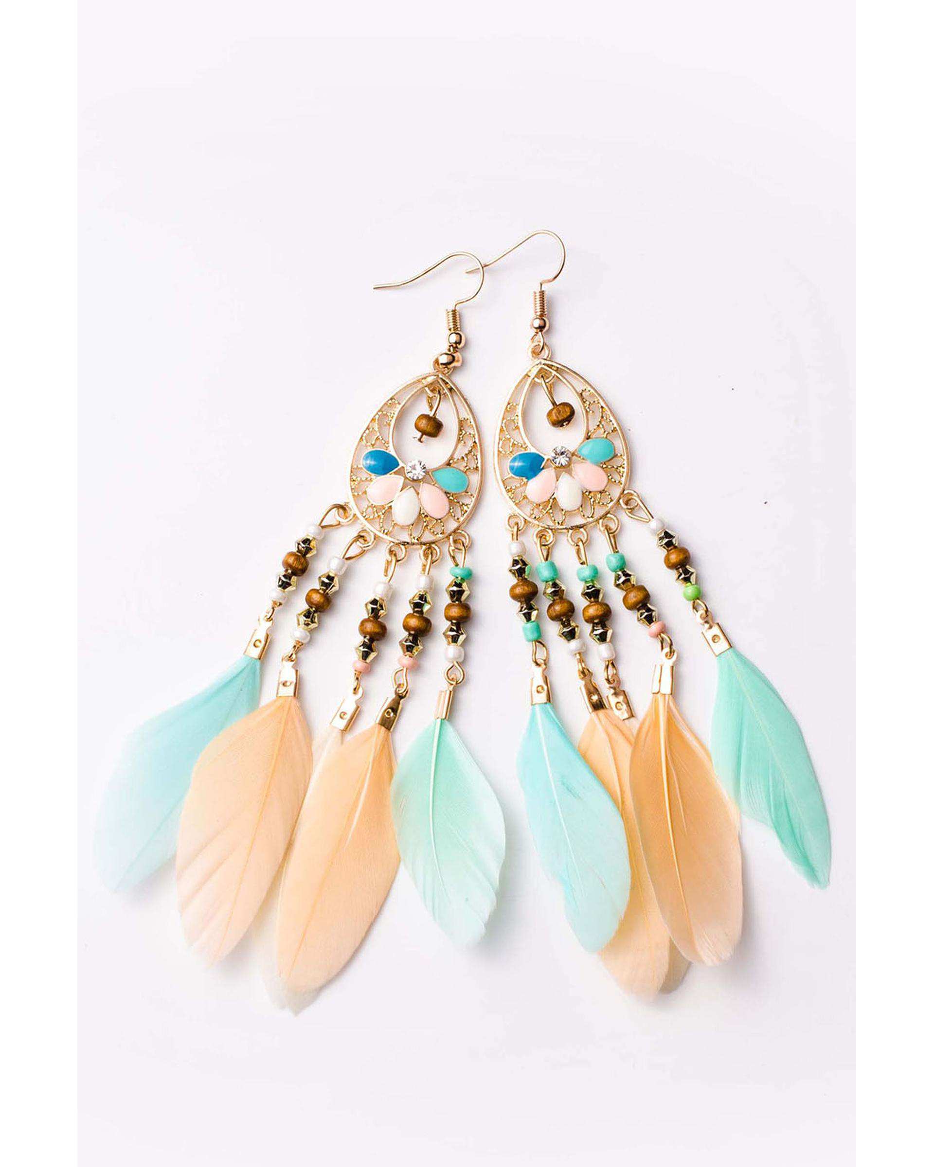 گوشواره زنانه طرح دریم کچر آبی صورتی هومنیتی Whomanity مدل BH01130-22
