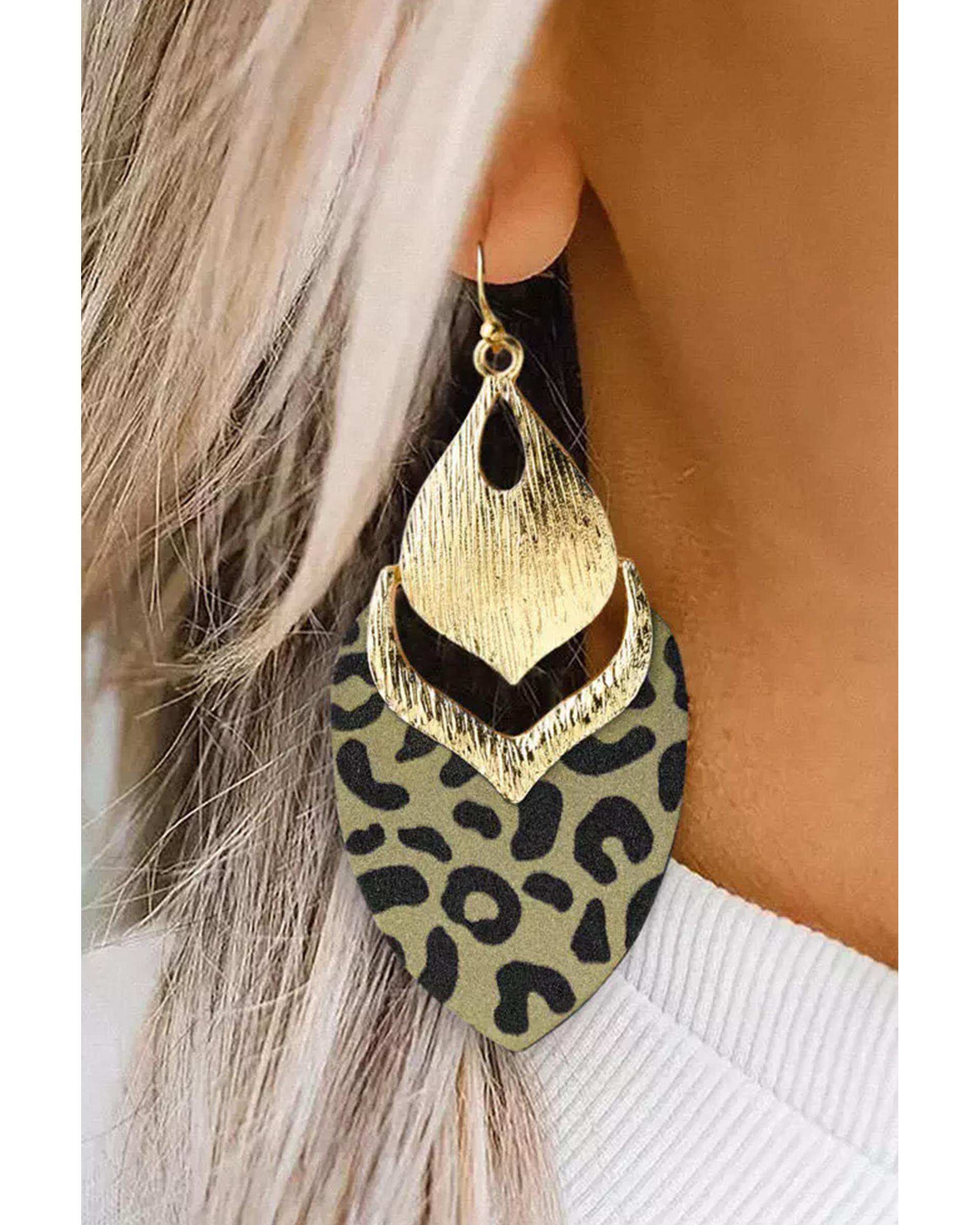 گوشواره زنانه طرح پلنگی مشکی طلایی هومنیتی Whomanity مدل BH012126-20
