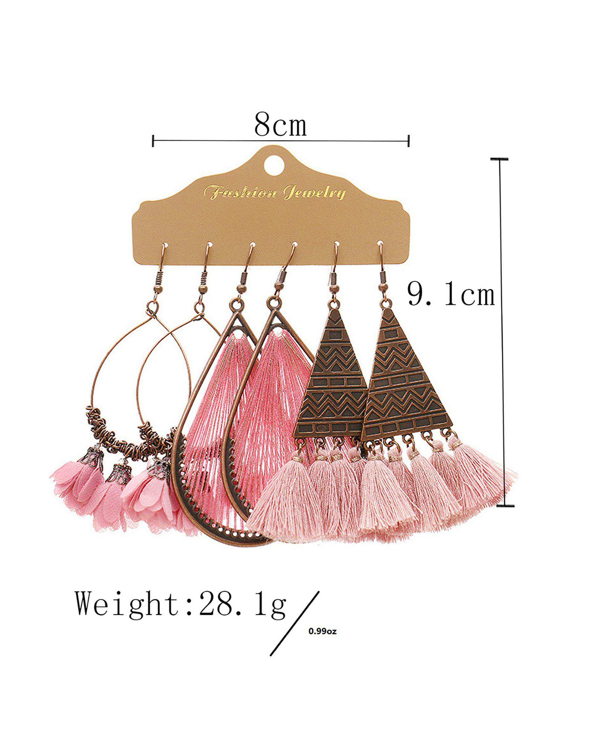 گوشواره زنانه دریم کچر صورتی هومنیتی Whomanity مدل BH013632-P5017 بسته 3 عددی