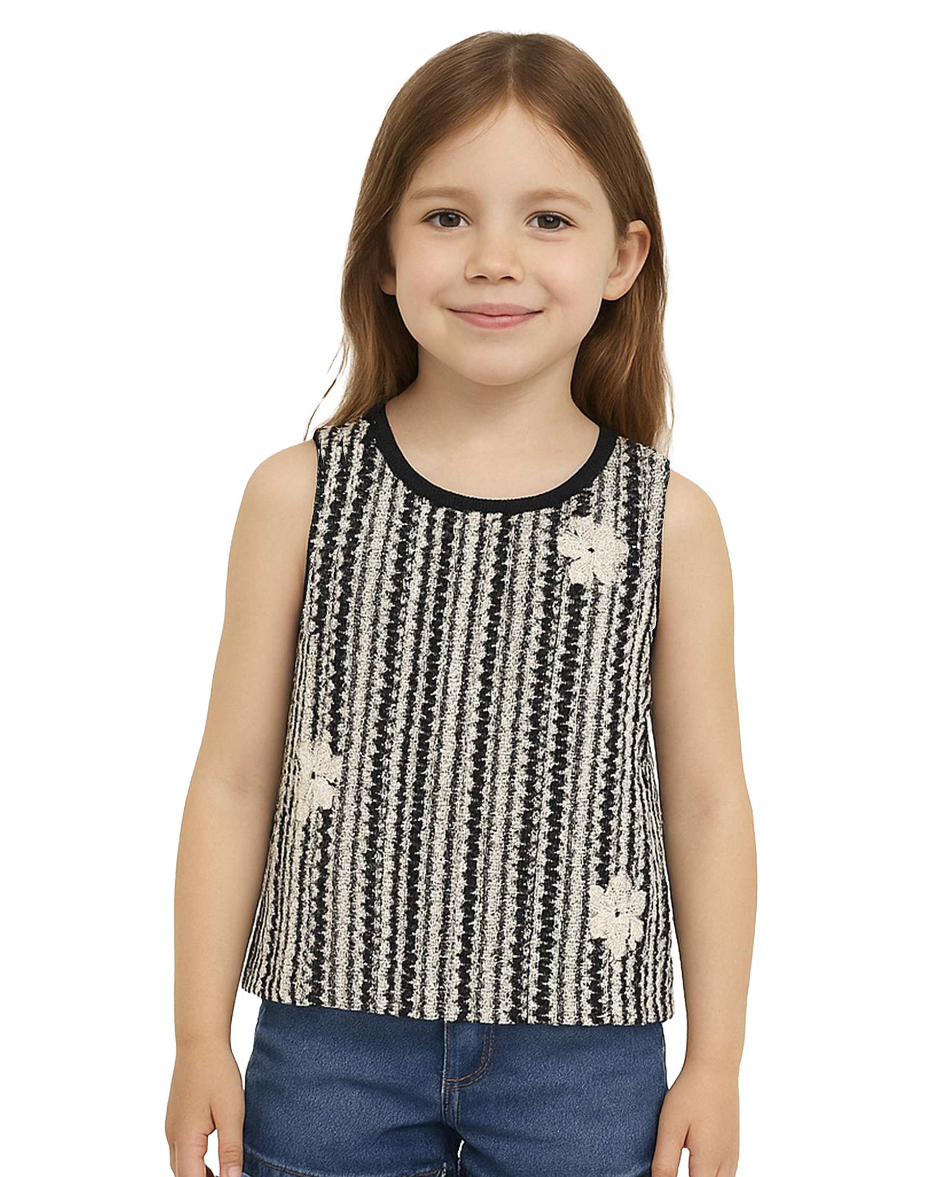 تاپ دخترانه سفید مشکی مرینو Merino کد 1744