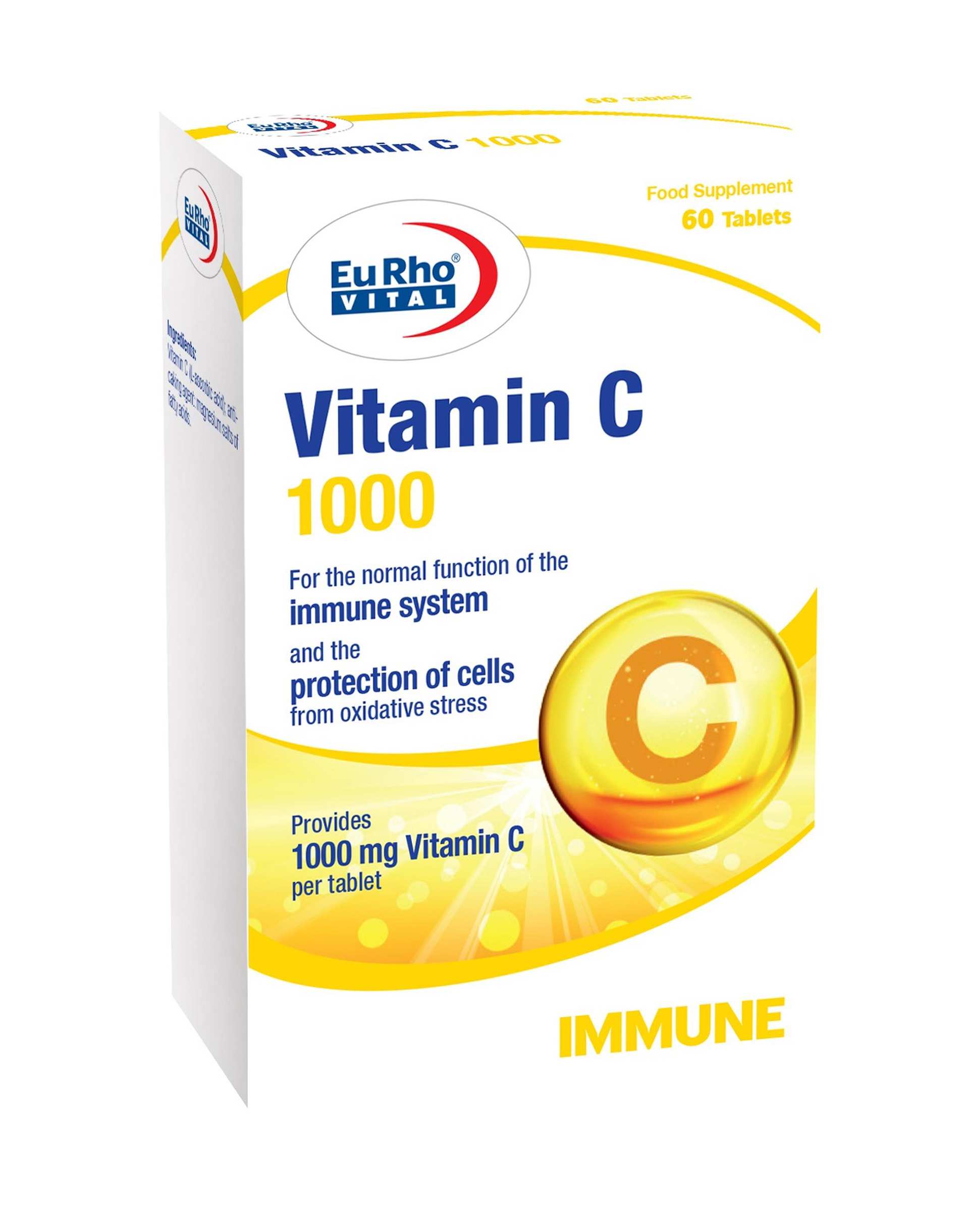 قرص ویتامین C 1000 میلی گرم یوروویتال بسته 60 عددی