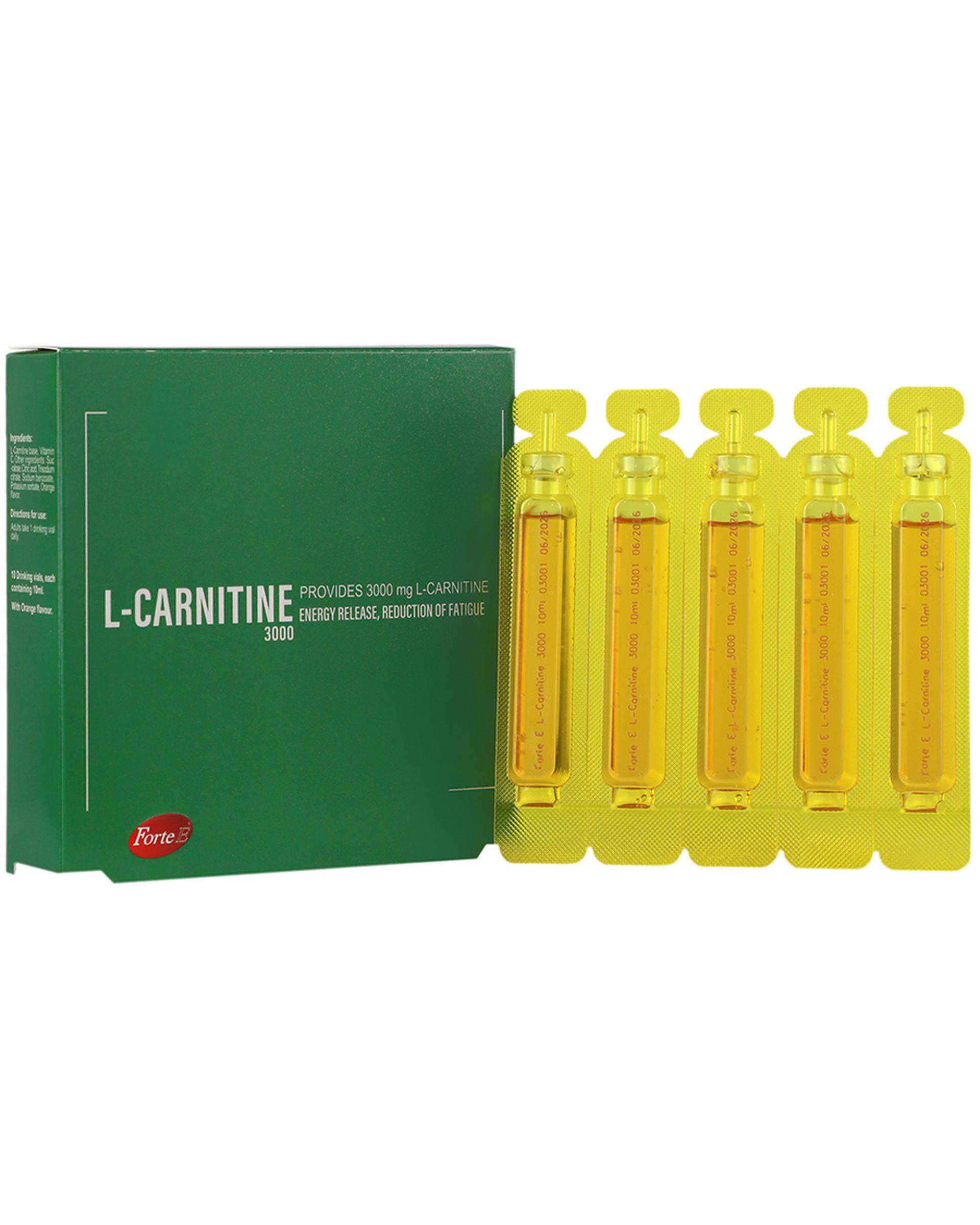 ویال ال کارنیتین فورت ای 3000 میلی گرم بسته 10 عددی