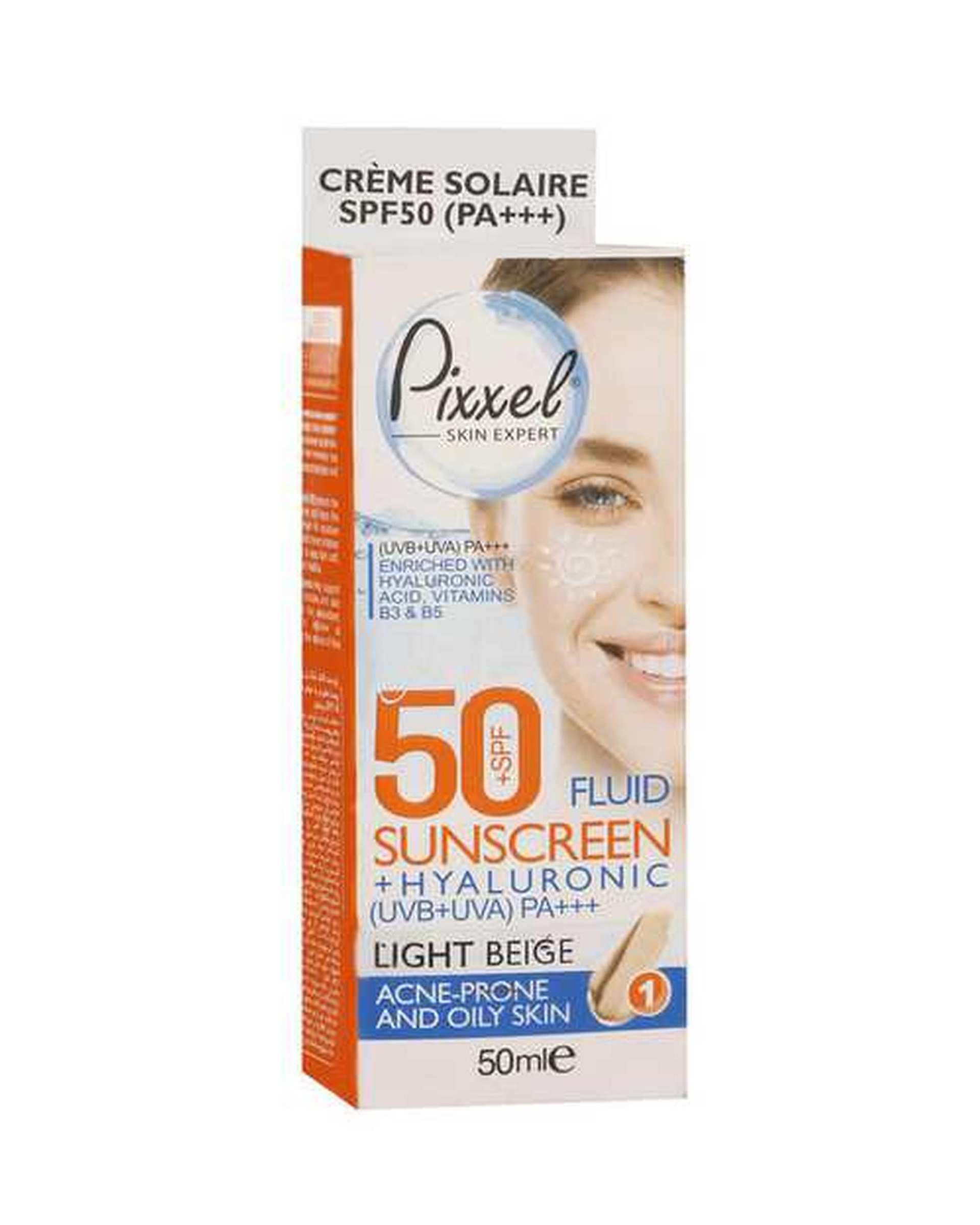 کرم ضد آفتاب رنگی SPF50 بژ روشن پیکسل Pixxle مناسب پوست چرب و دارای جوش