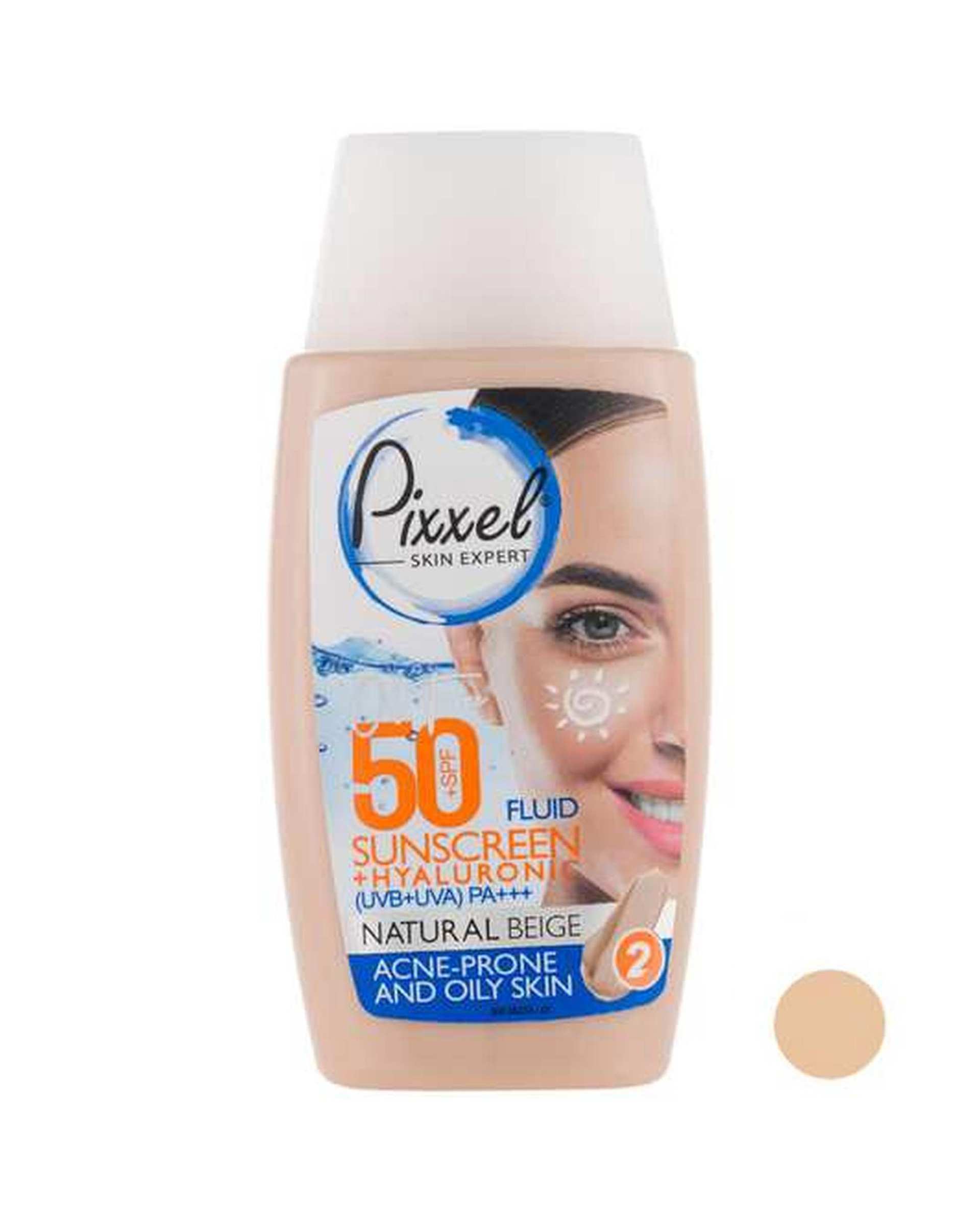 کرم ضد آفتاب رنگی SPF50 پیکسل Pixxle مناسب پوست چرب و دارای جوش رنگ بژ طبیعی حجم 50ml