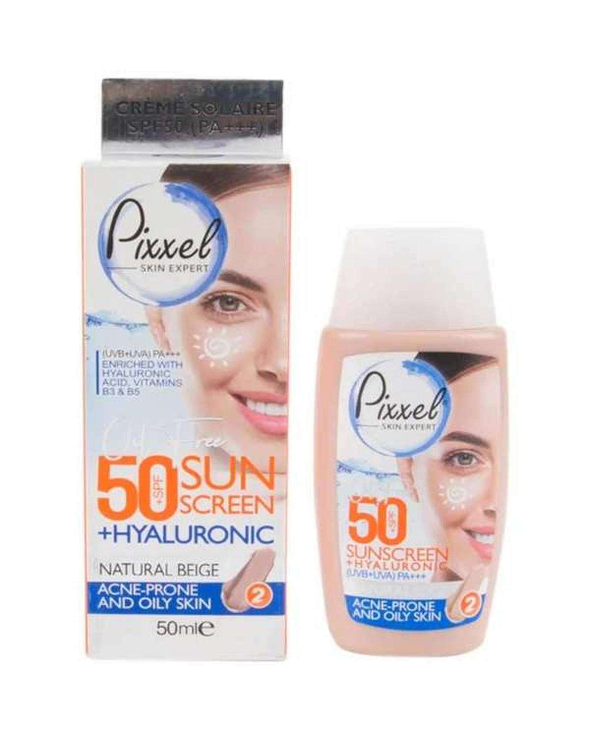 کرم ضد آفتاب رنگی SPF50 پیکسل Pixxle مناسب پوست چرب و دارای جوش رنگ بژ طبیعی حجم 50ml