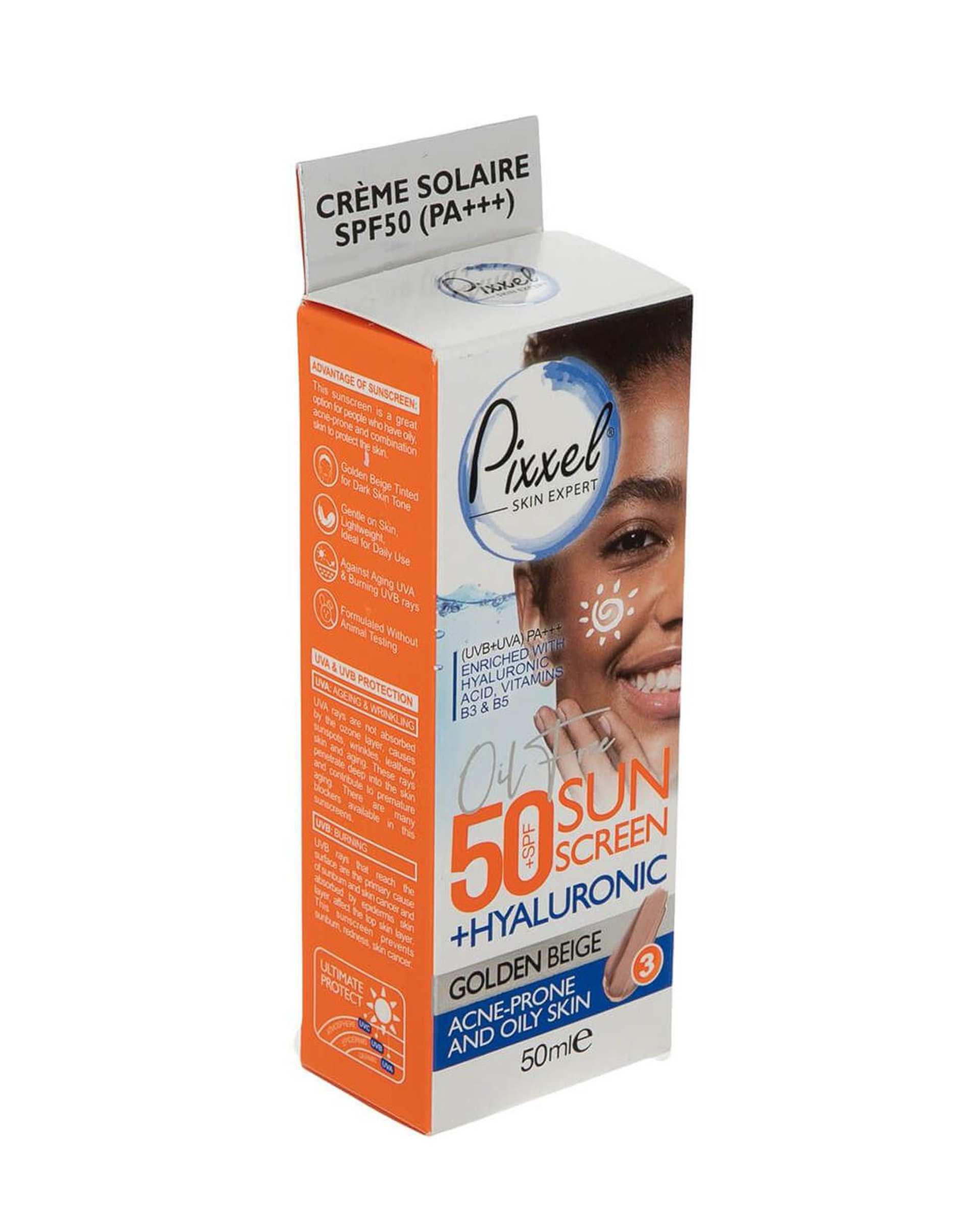 کرم ضد آفتاب رنگی SPF50 بژ طلایی پیکسل Pixxle مناسب پوست چرب