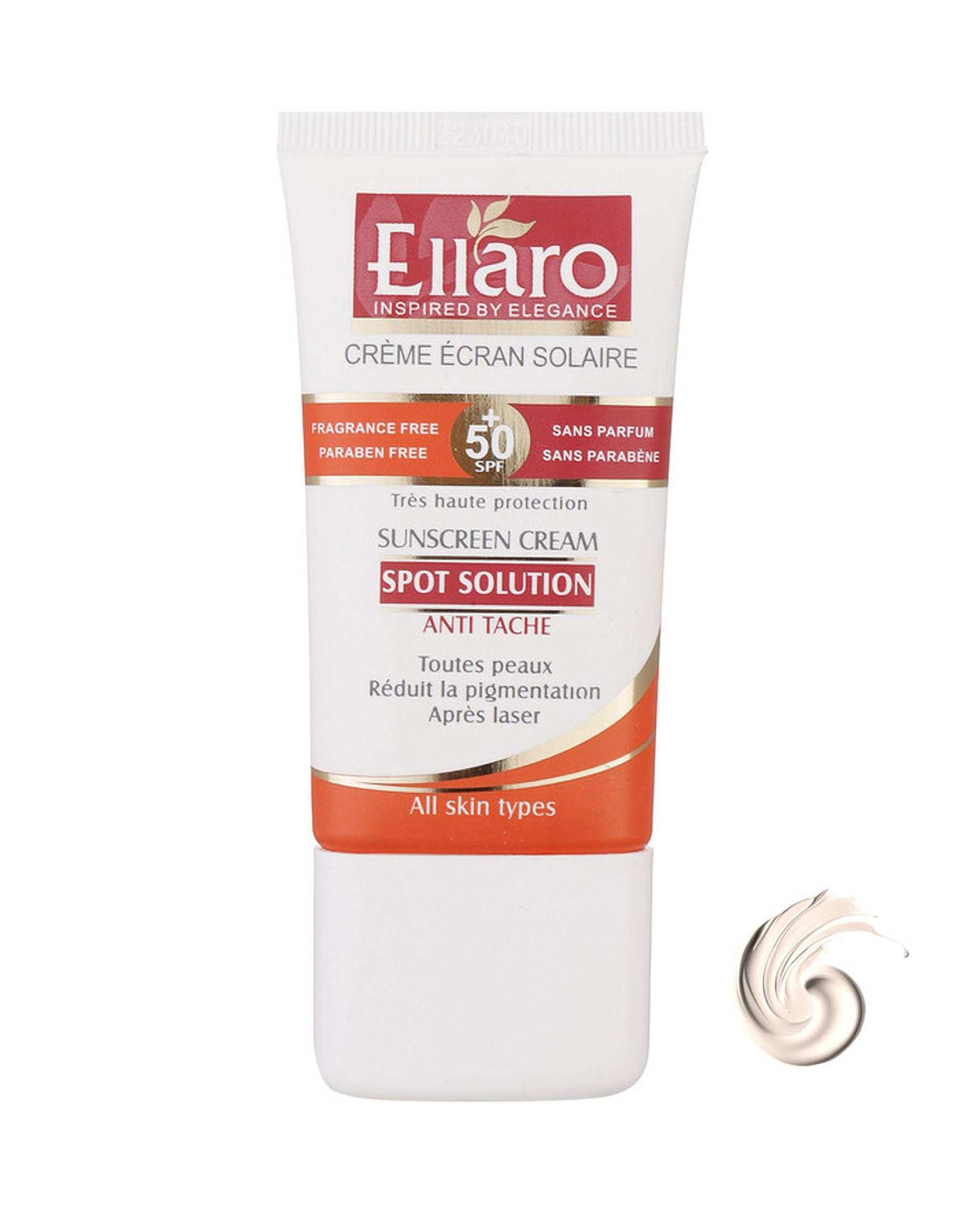‫کرم ضد آفتاب ضد لک SPF50 اسپات سولوشن الارو Ellaro حجم 40ml