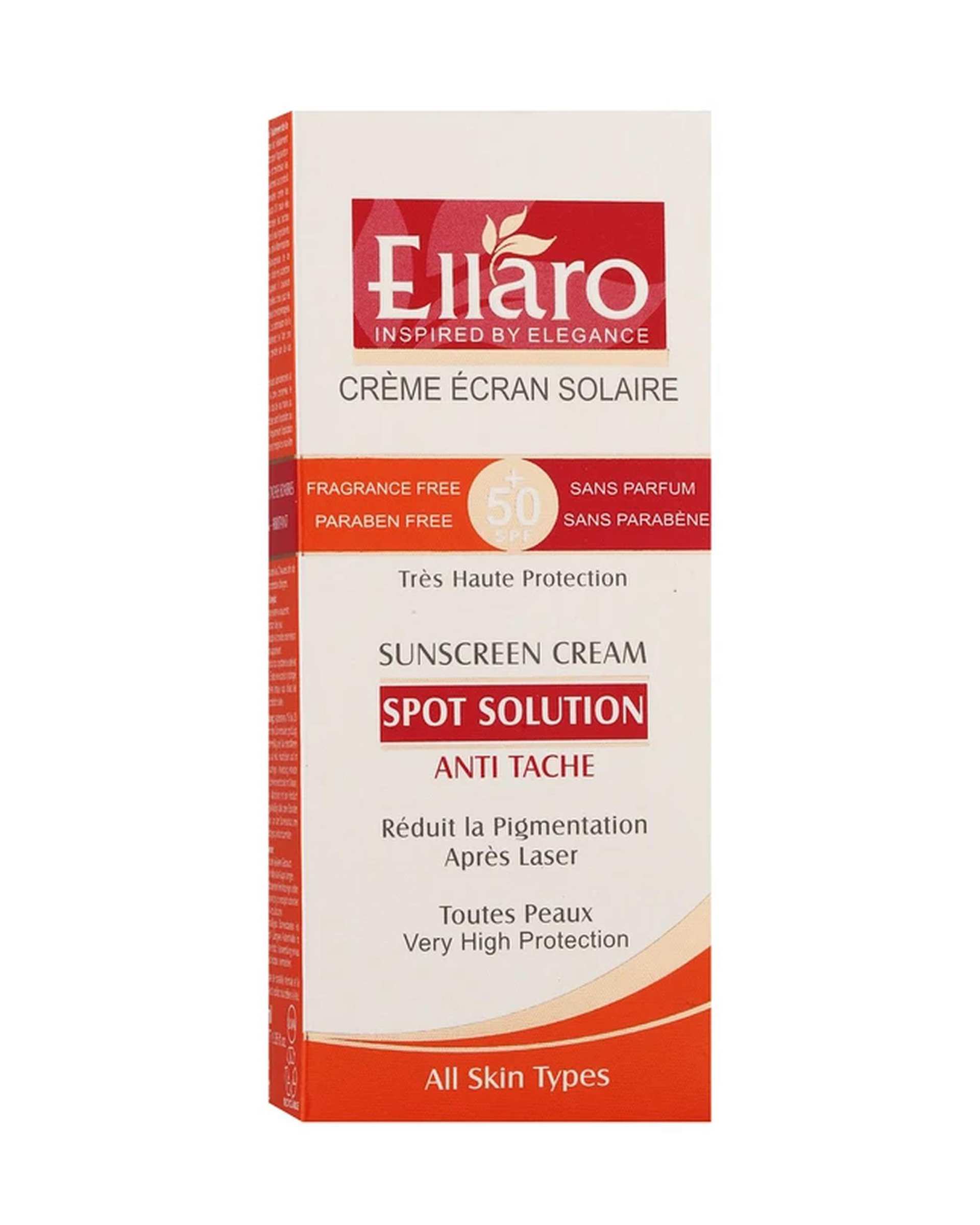 ‫کرم ضد آفتاب ضد لک SPF50 اسپات سولوشن الارو Ellaro حجم 40ml